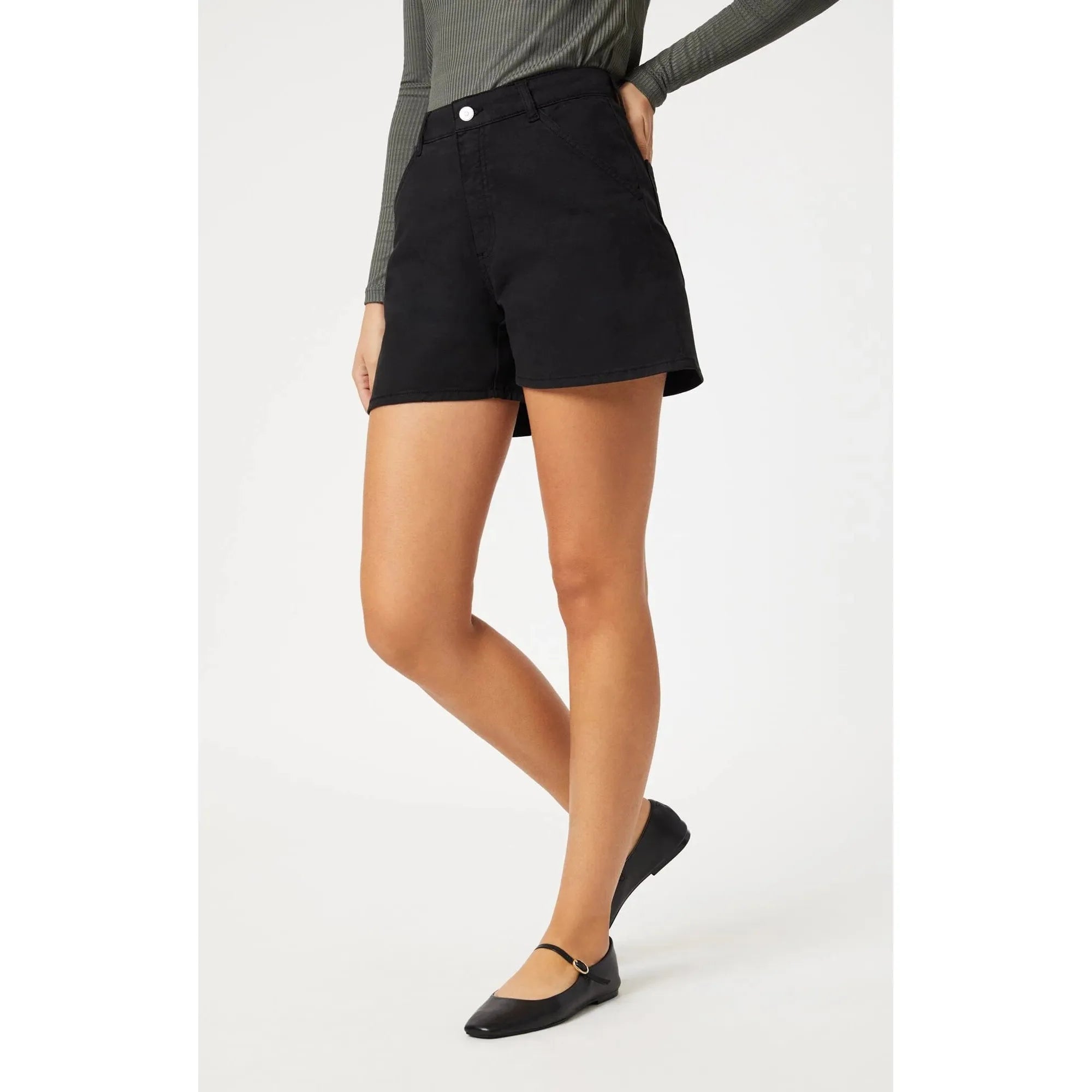 Mavi - Kylie Utility Shorts in Black Luxe Twill