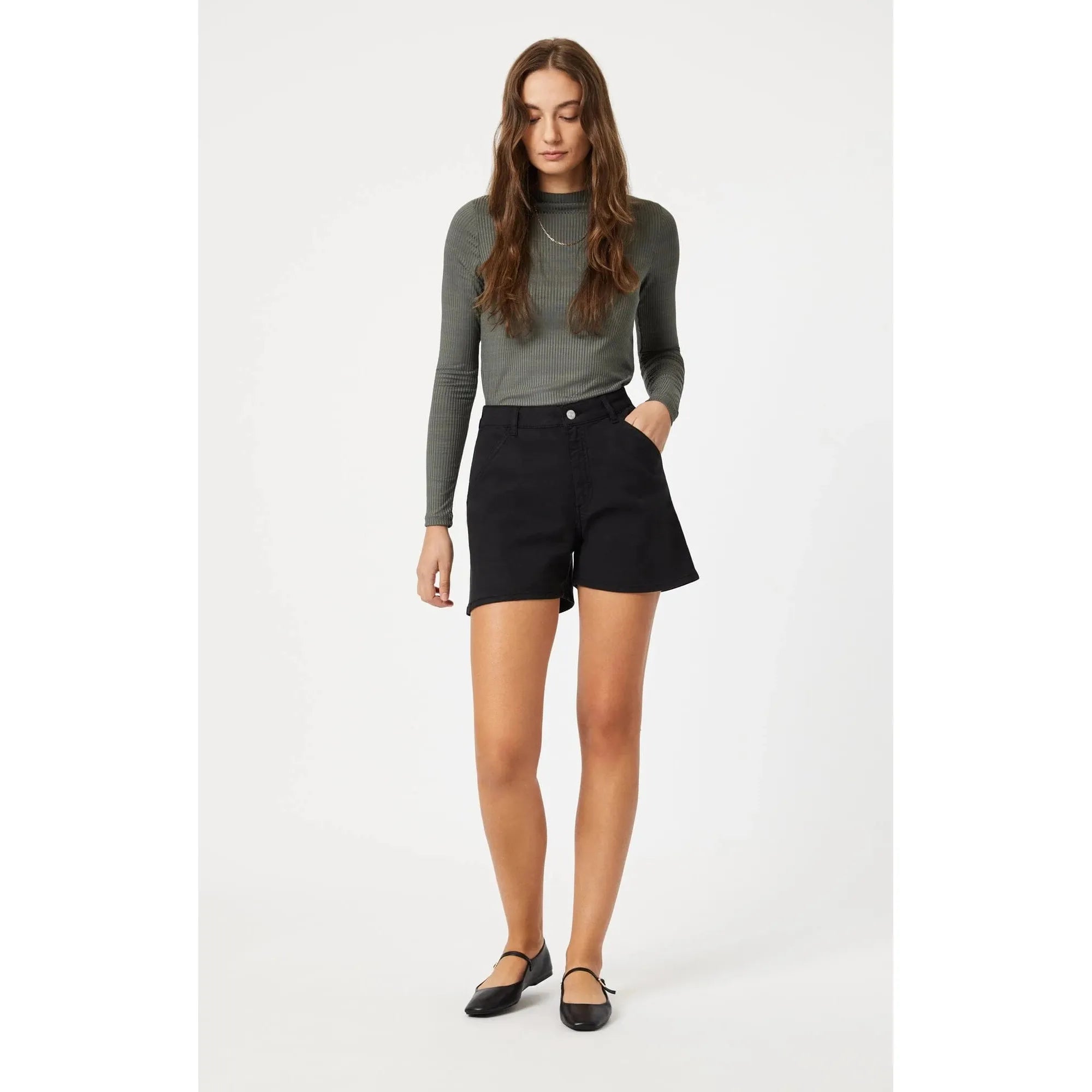 Mavi - Kylie Utility Shorts in Black Luxe Twill