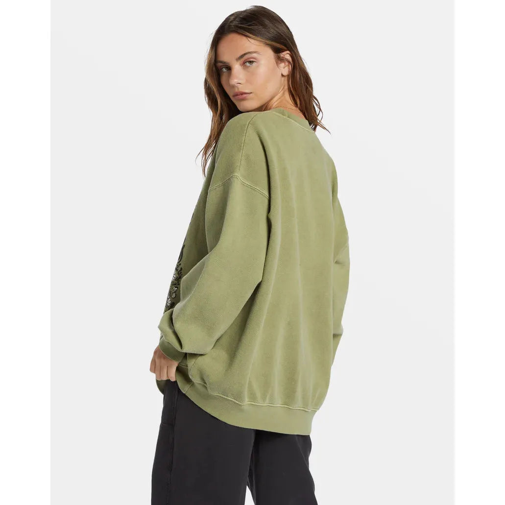 Billabong - Ride In Oversized Crewneck Sweatshirt in Avocado