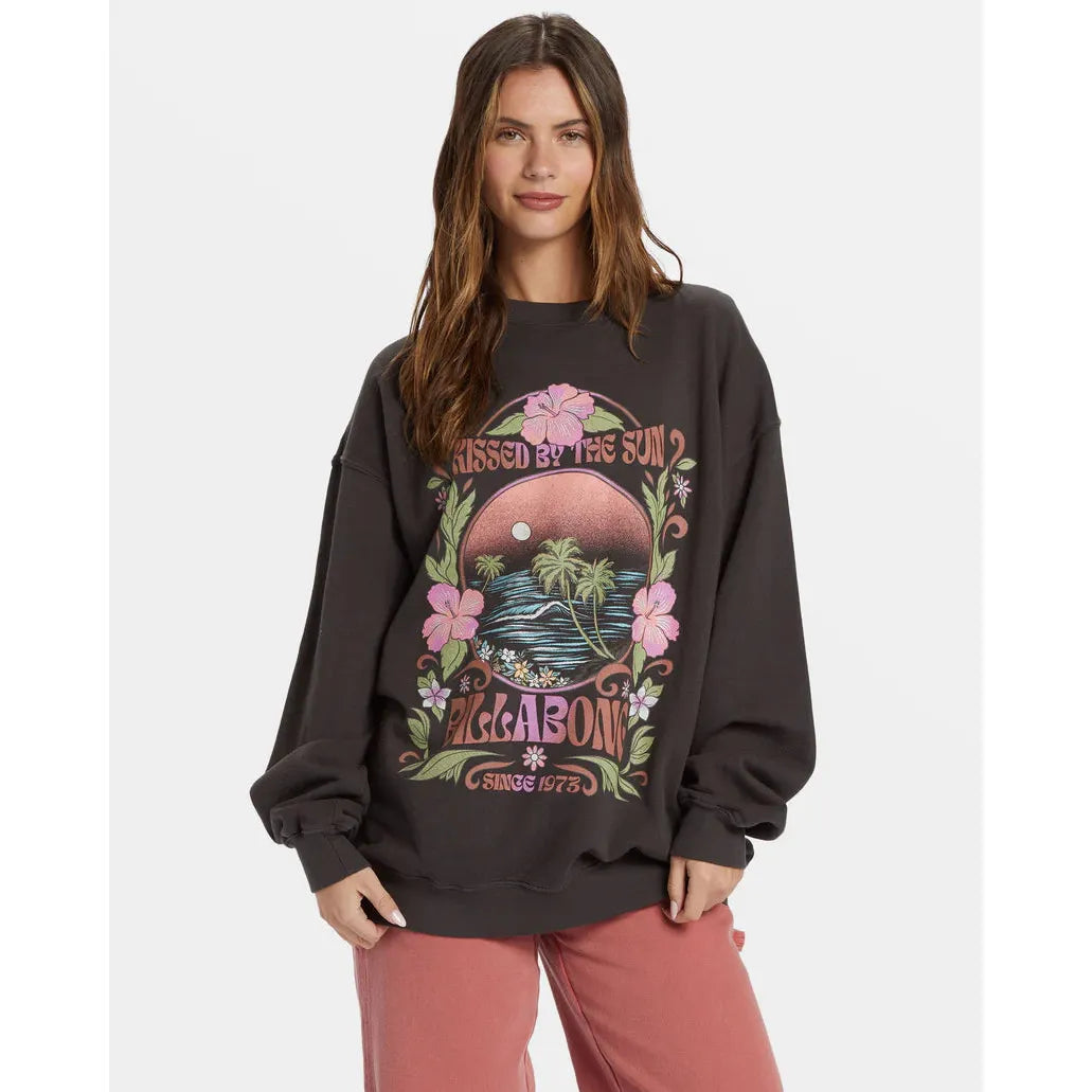 Billabong - Ride In Oversized Crewneck Sweatshirt in Black Sands