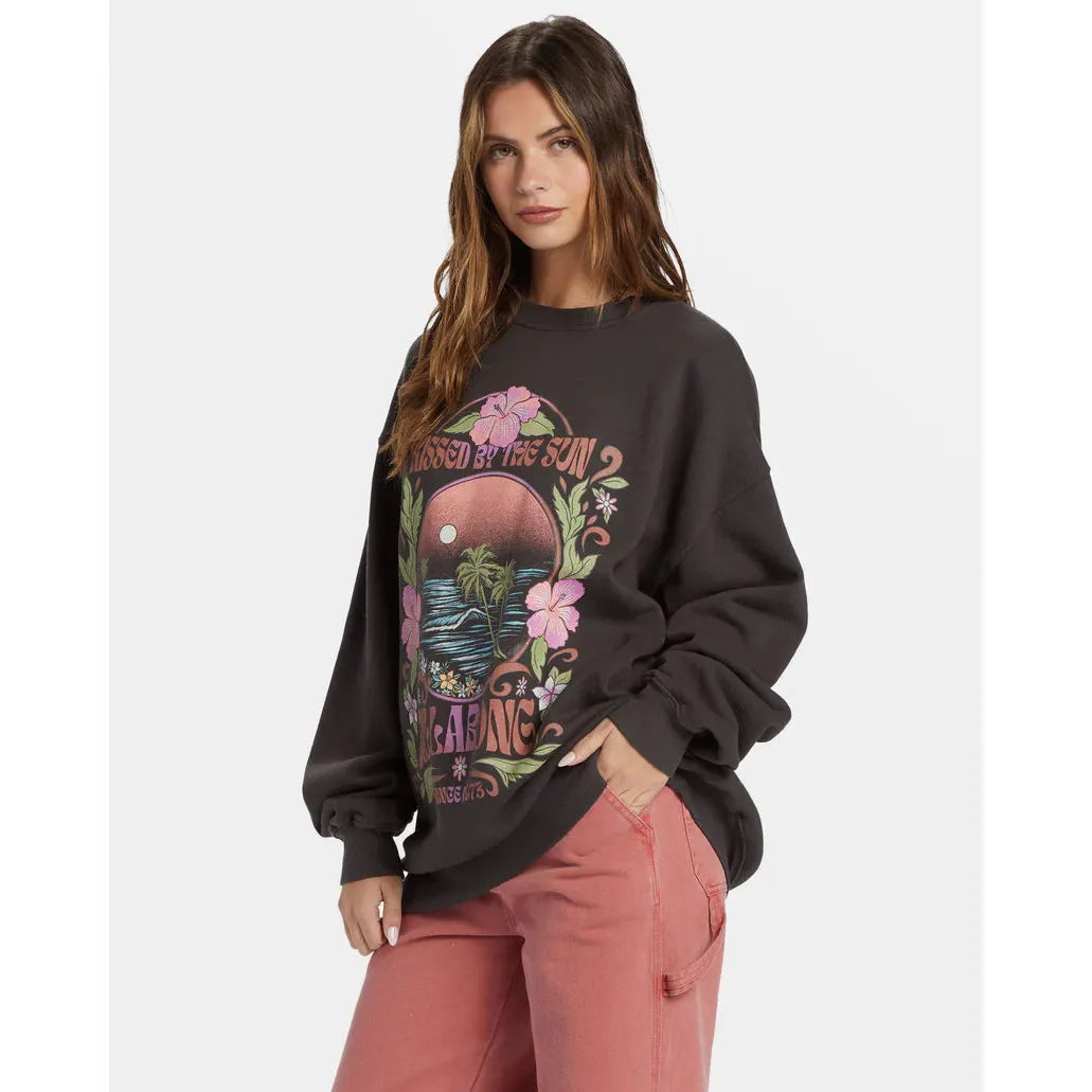 Billabong - Ride In Oversized Crewneck Sweatshirt in Black Sands