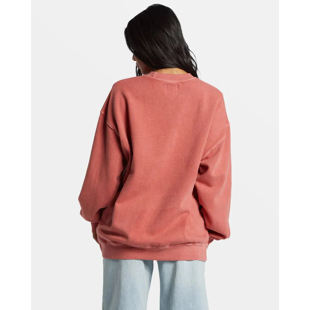 Billabong - Ride In Oversized Crewneck Sweatshirt in Red Clay