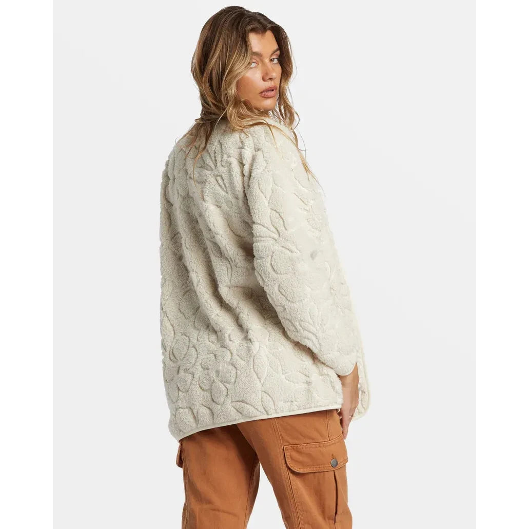 Billabong - Fireside Cozy Buttoned Fleece Jacket In Cool Whip