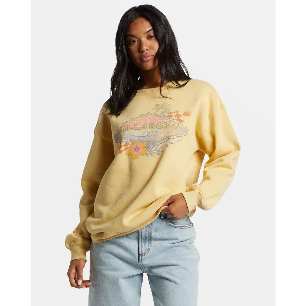 Billabong - Surfing Together Crewneck Sweatshirt in Pale Yellow