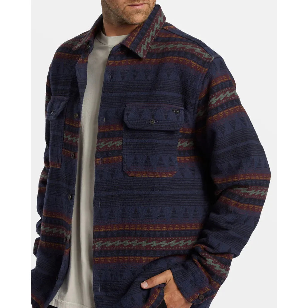 Billabong - Offshore Jacquard Flannel Long Sleeve Shirt in Dusty Navy