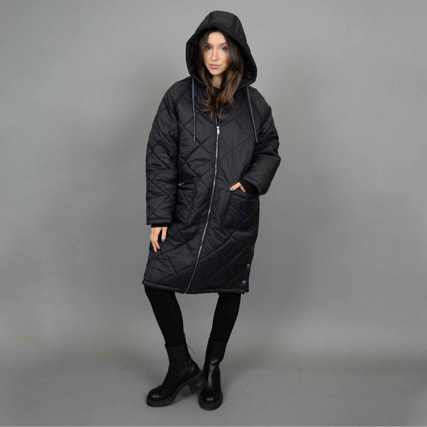 RD Style - Loba Hooded Long Coat in Black