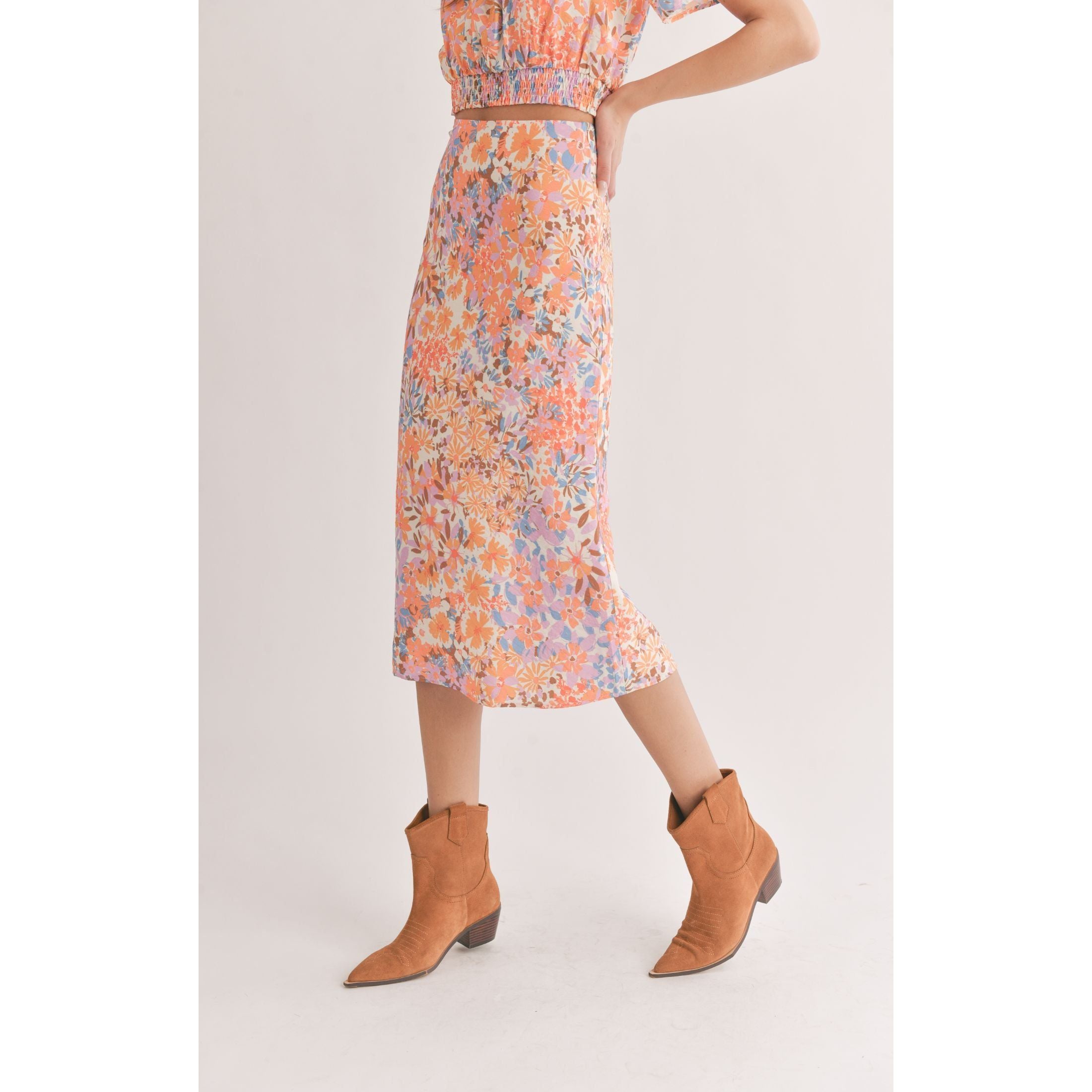 Sadie & Sage - Midi Skirt in Multi Floral