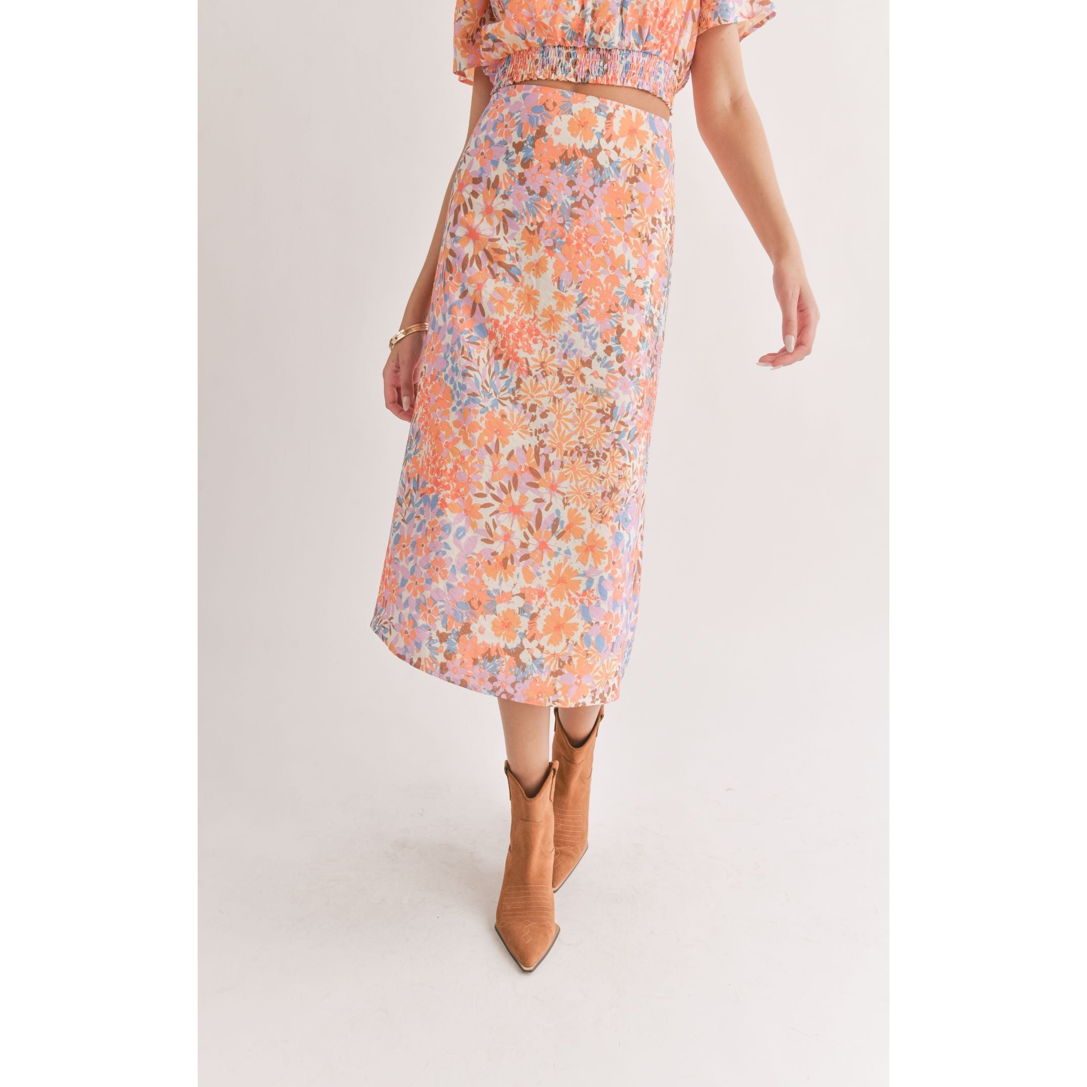 Sadie & Sage - Midi Skirt in Multi Floral