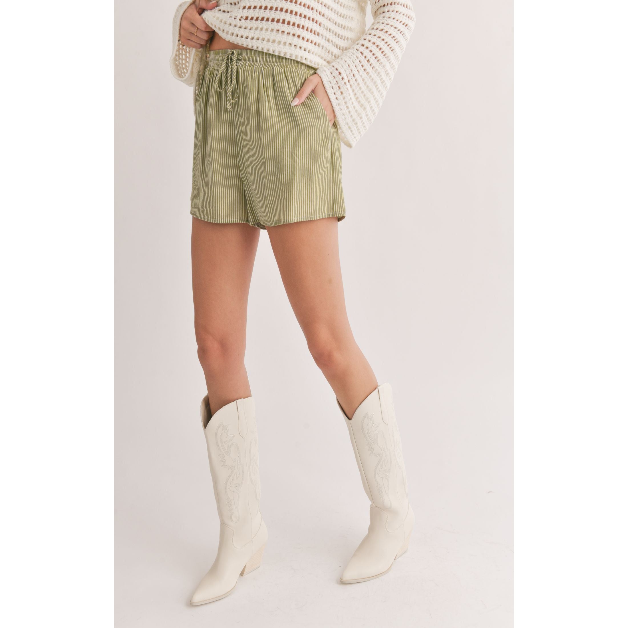 Sadie & Sage - Oasis Shorts in Green Stripe