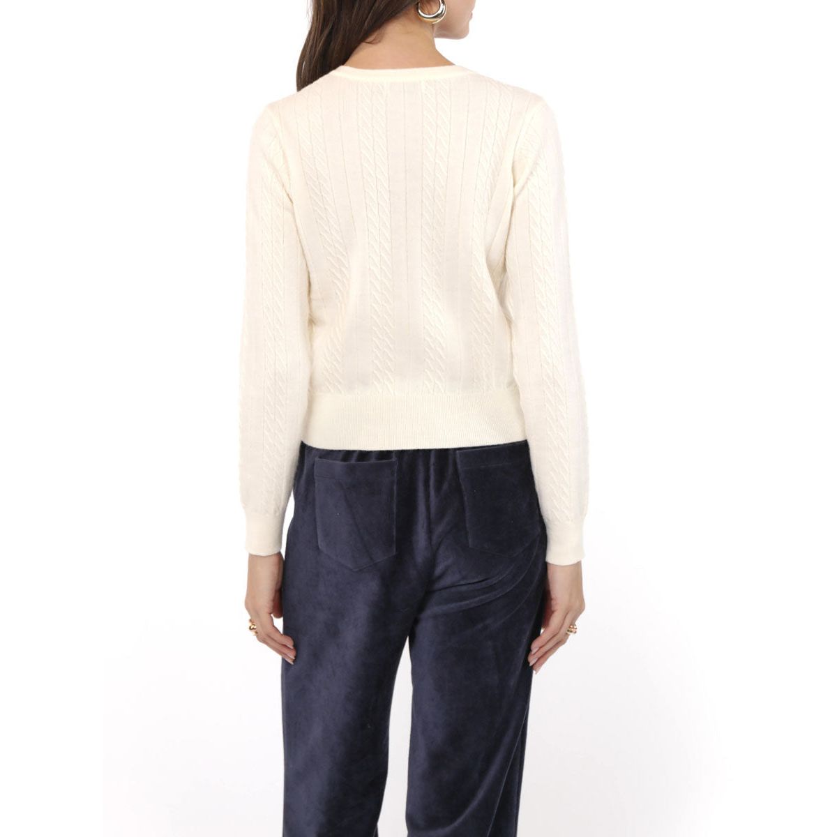 Sadie & Sage - Mochi Heart Button Cardigan in Ivory