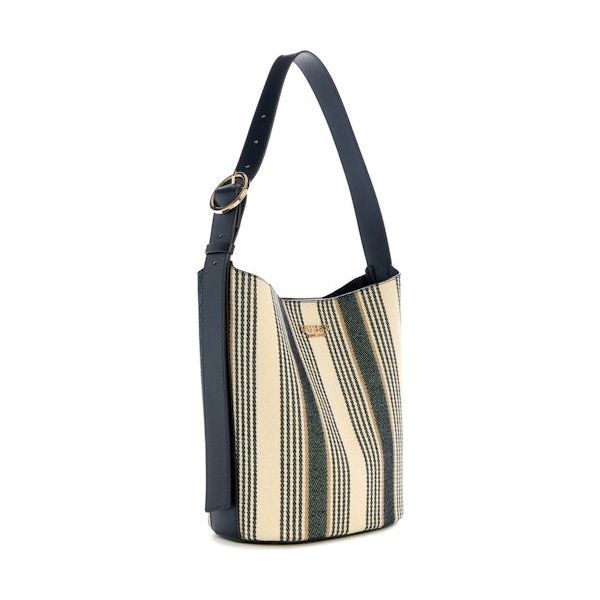 Guess - Nicolette Large Bucket Shoulder Bag in Navy Stripe