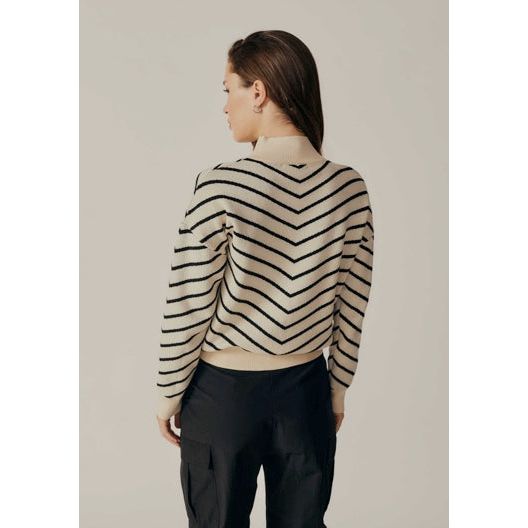 Deluc - Weigela Striped Sweater in Ecru & Black