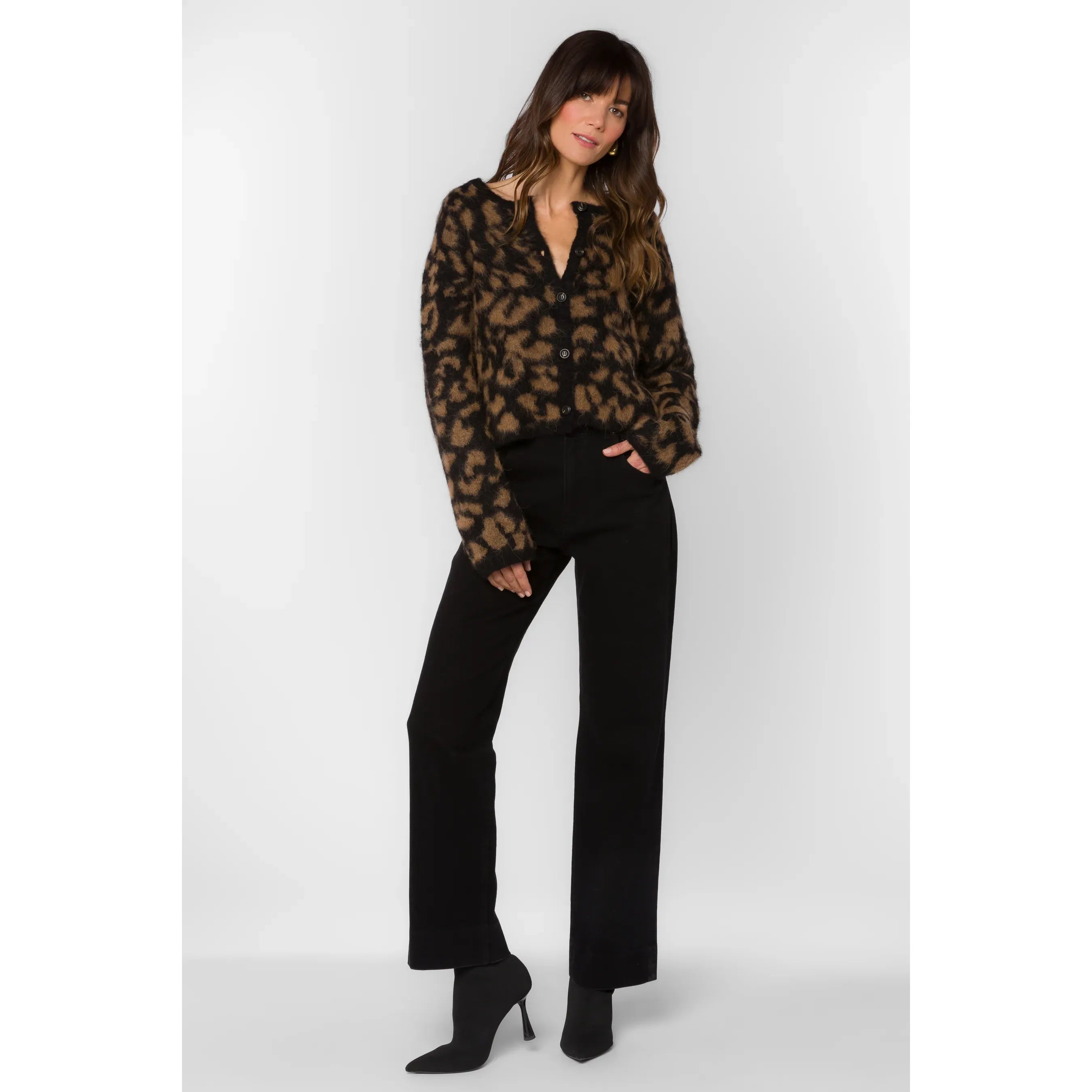 Velvet Heart - Banksy Cardigan in Sandstone Cheetah