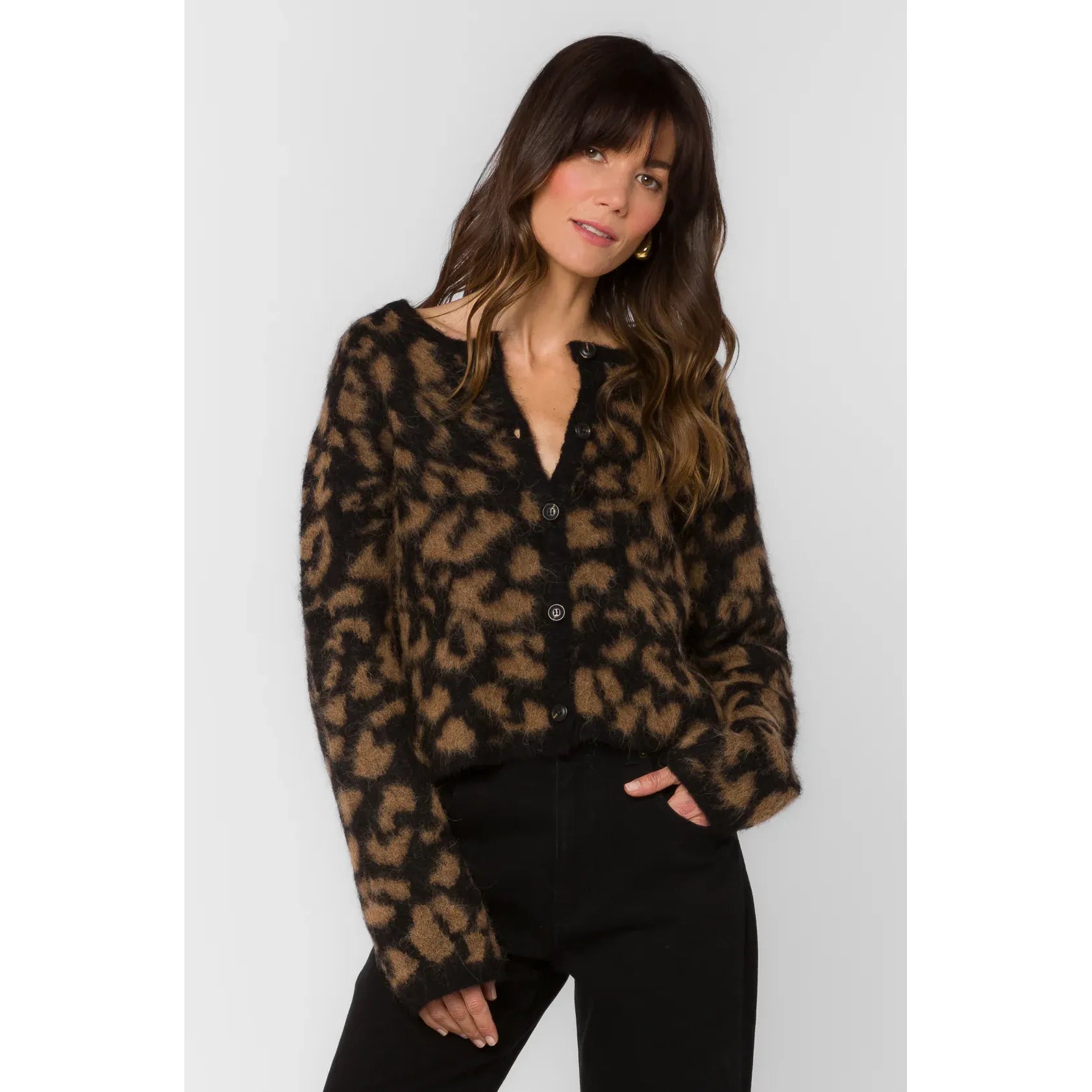 Velvet Heart - Banksy Cardigan in Sandstone Cheetah