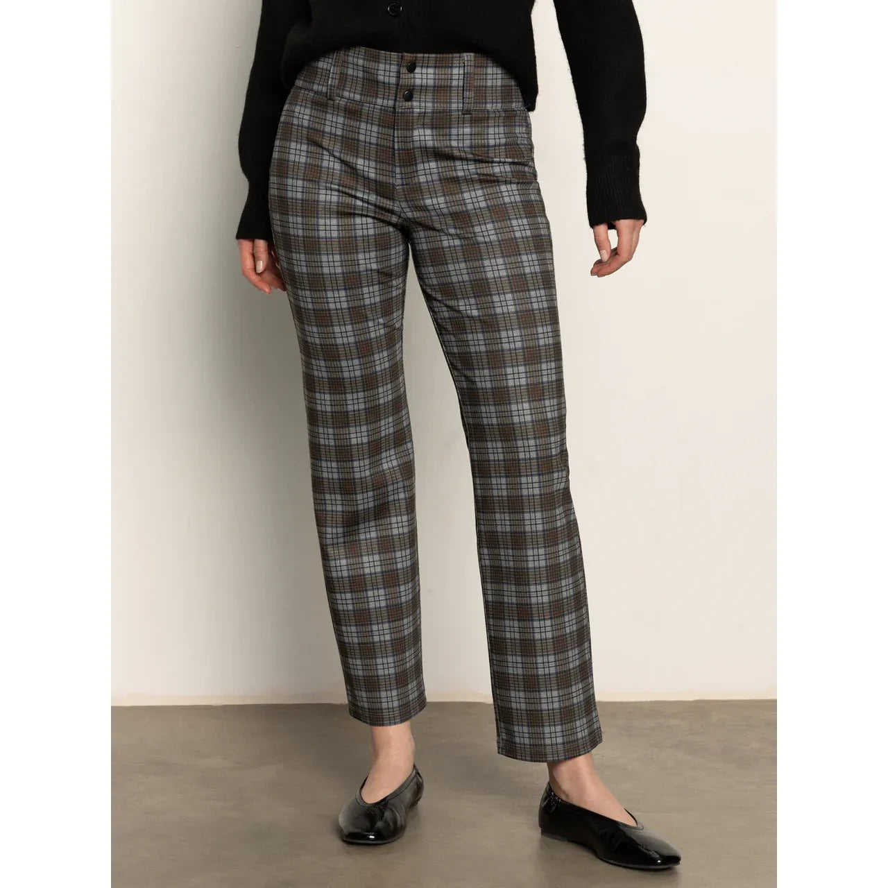 Sanctuary - 90s Straight Legging in Burnt Olive Plaid
