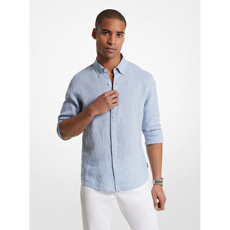 Copy of Micheal Kors - Long Sleeve Linen Shirt in Chambray