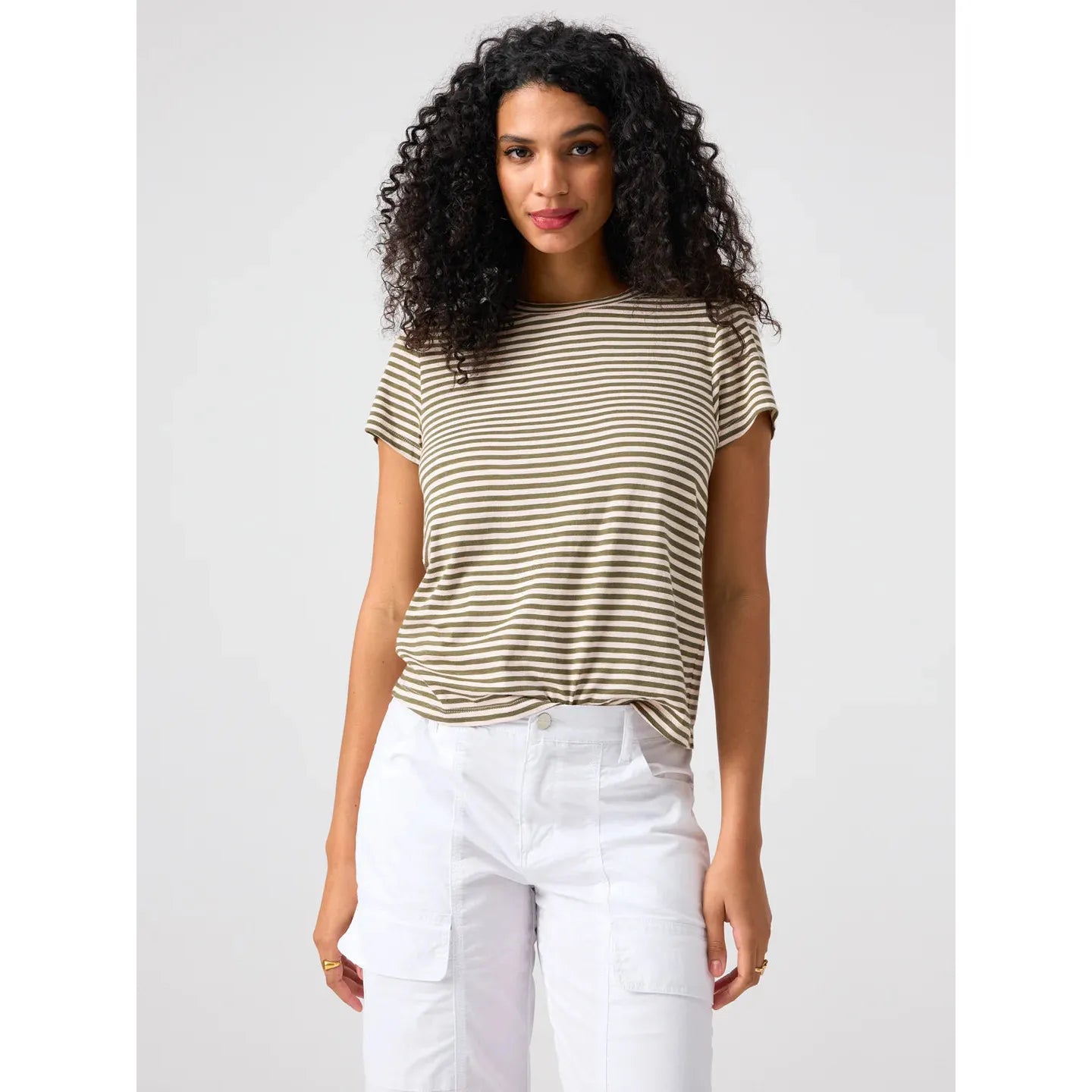 Sanctuary - The Perfect Tee in Burnt Olive Stripe