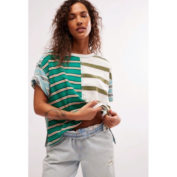 Free People - Get Real Tee in Green Combo