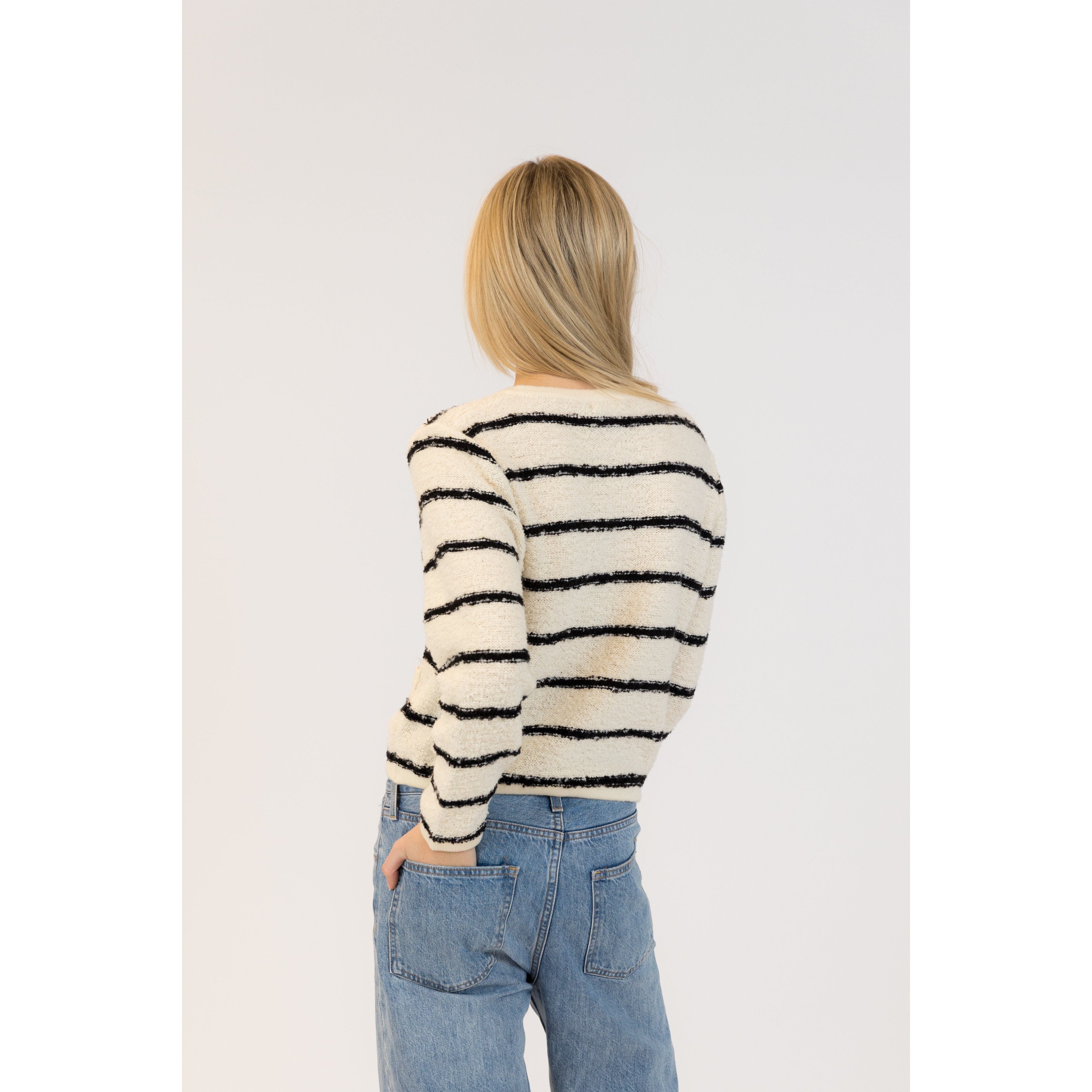 Lyla & Luxe - Diana Striped Cardigan in Beige/Black