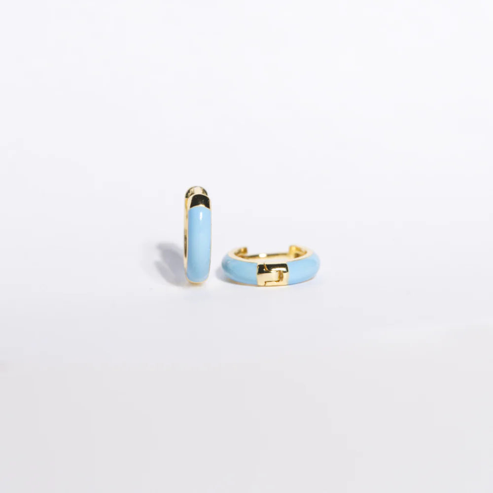 Lua & Sol - Candy Enamel Huggies in Sky Blue