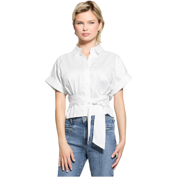 Guess - Julie Tie Front Blouse in White