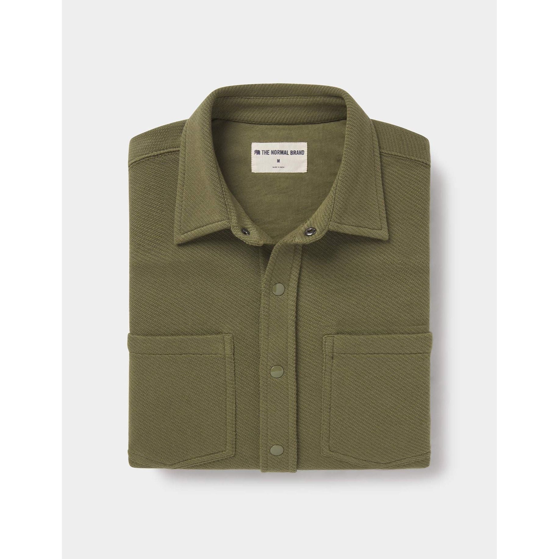 Normal Brand - Looped Terry Button Up in Oakmoss