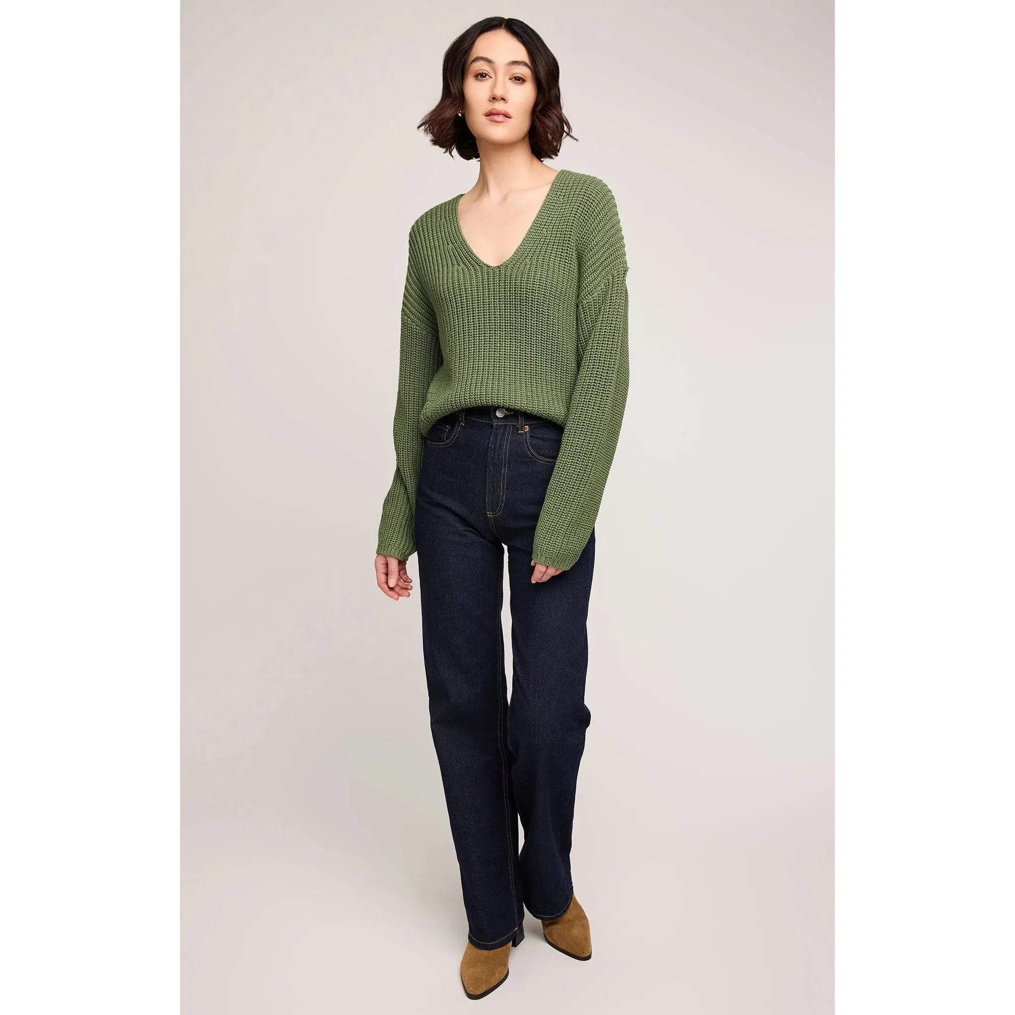 Gentle Fawn - Spencer V-Neck Knit Sweater in Ivy