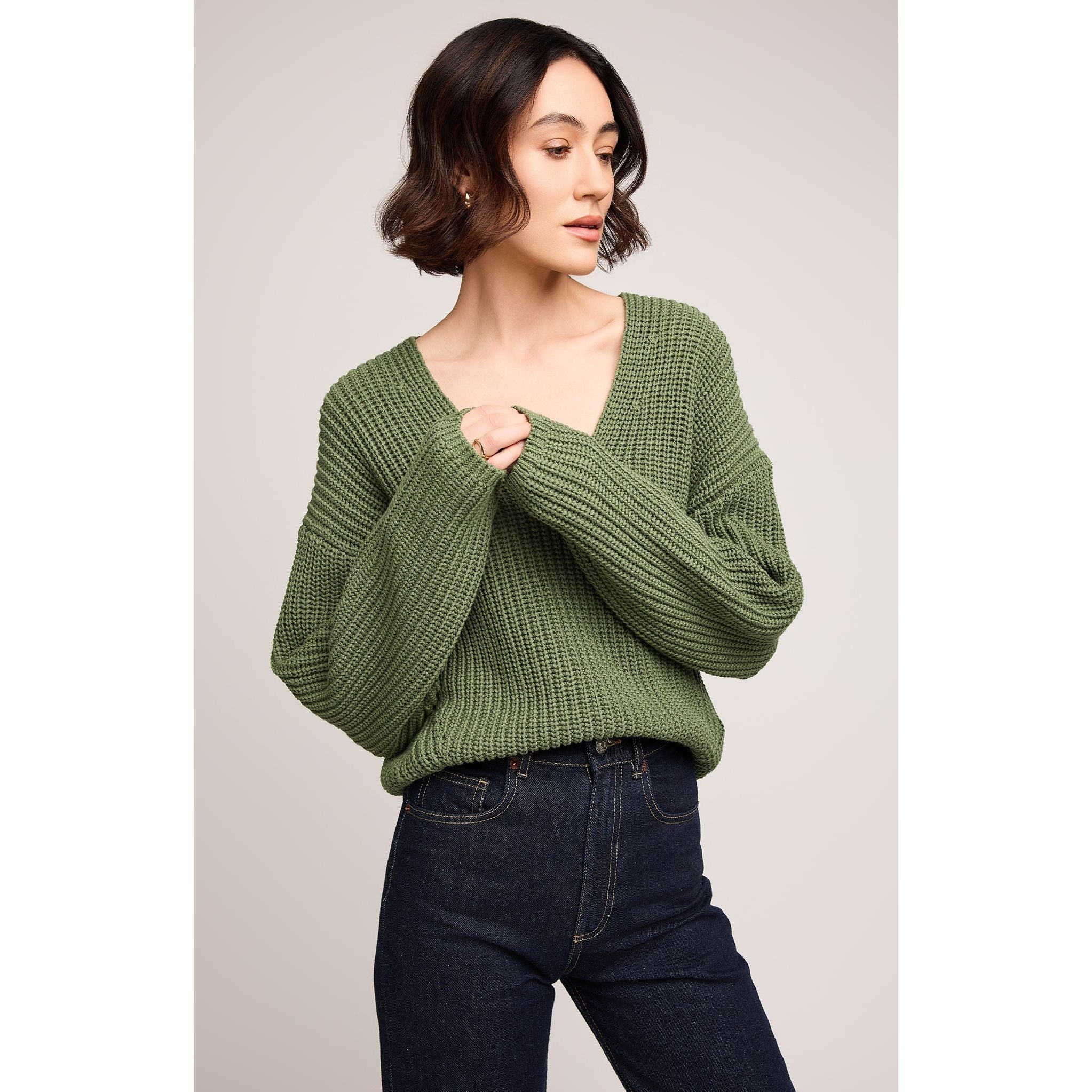 Gentle Fawn - Spencer V-Neck Knit Sweater in Ivy