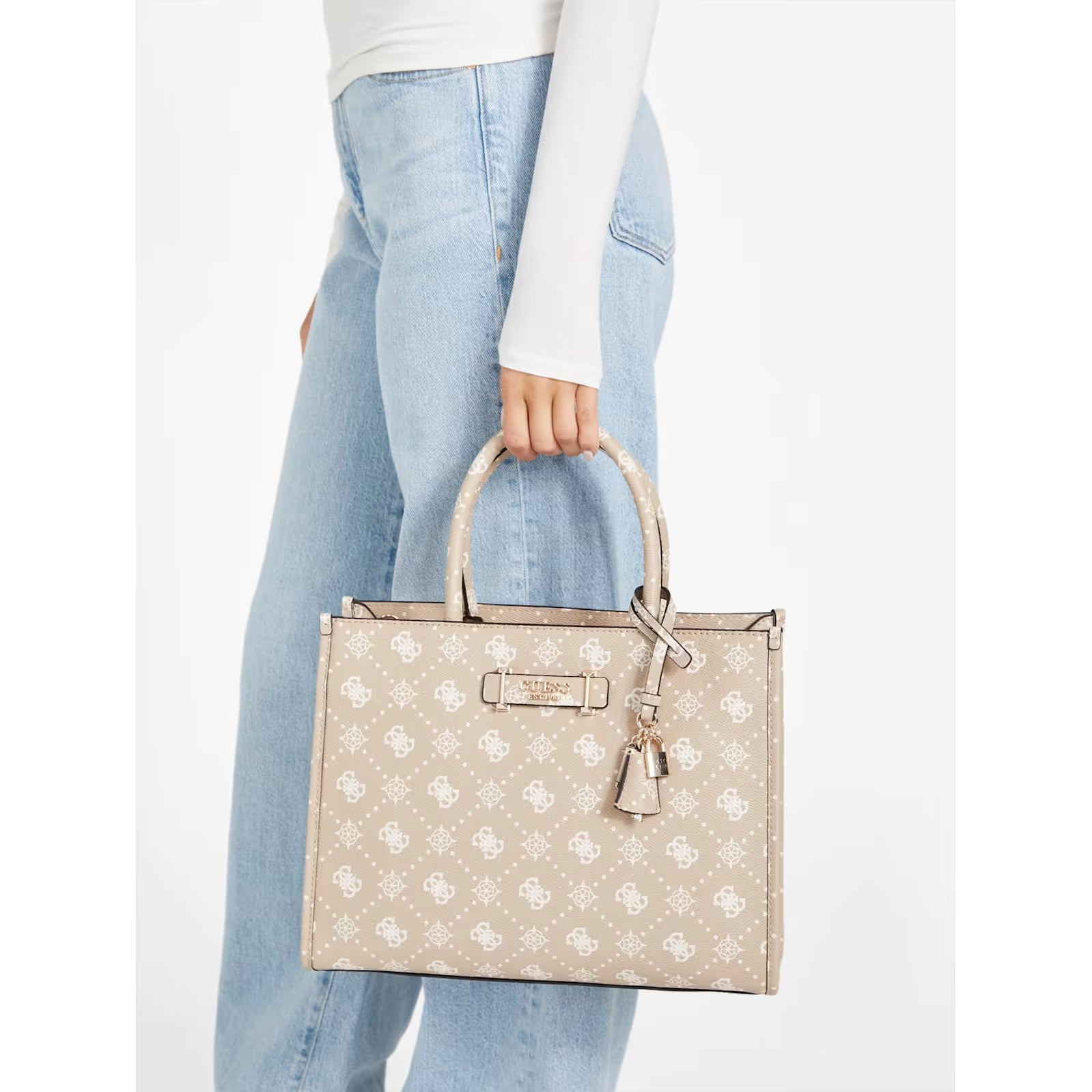 Guess - Silia Peony Dual Compartment Tote in Beige