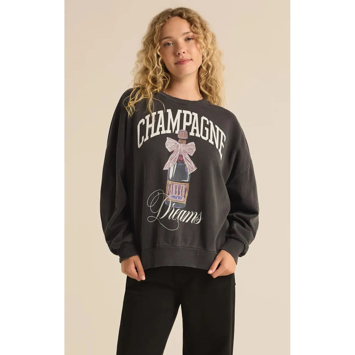 Z Supply - Champagne Dreams Sweatshirt in Black Sand