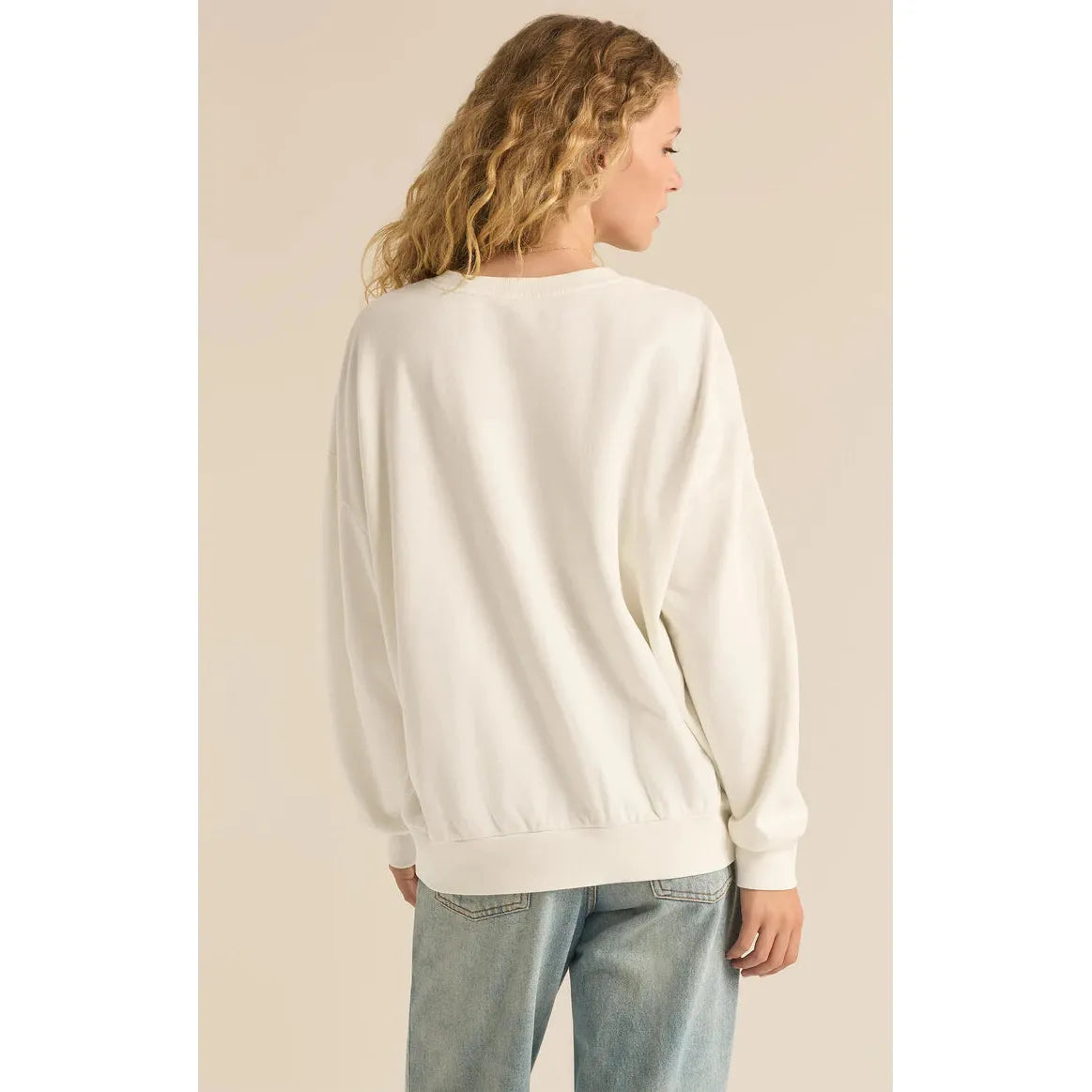 Z Supply - Holly Sunday Embroidered Sweatshirt in Seasalt