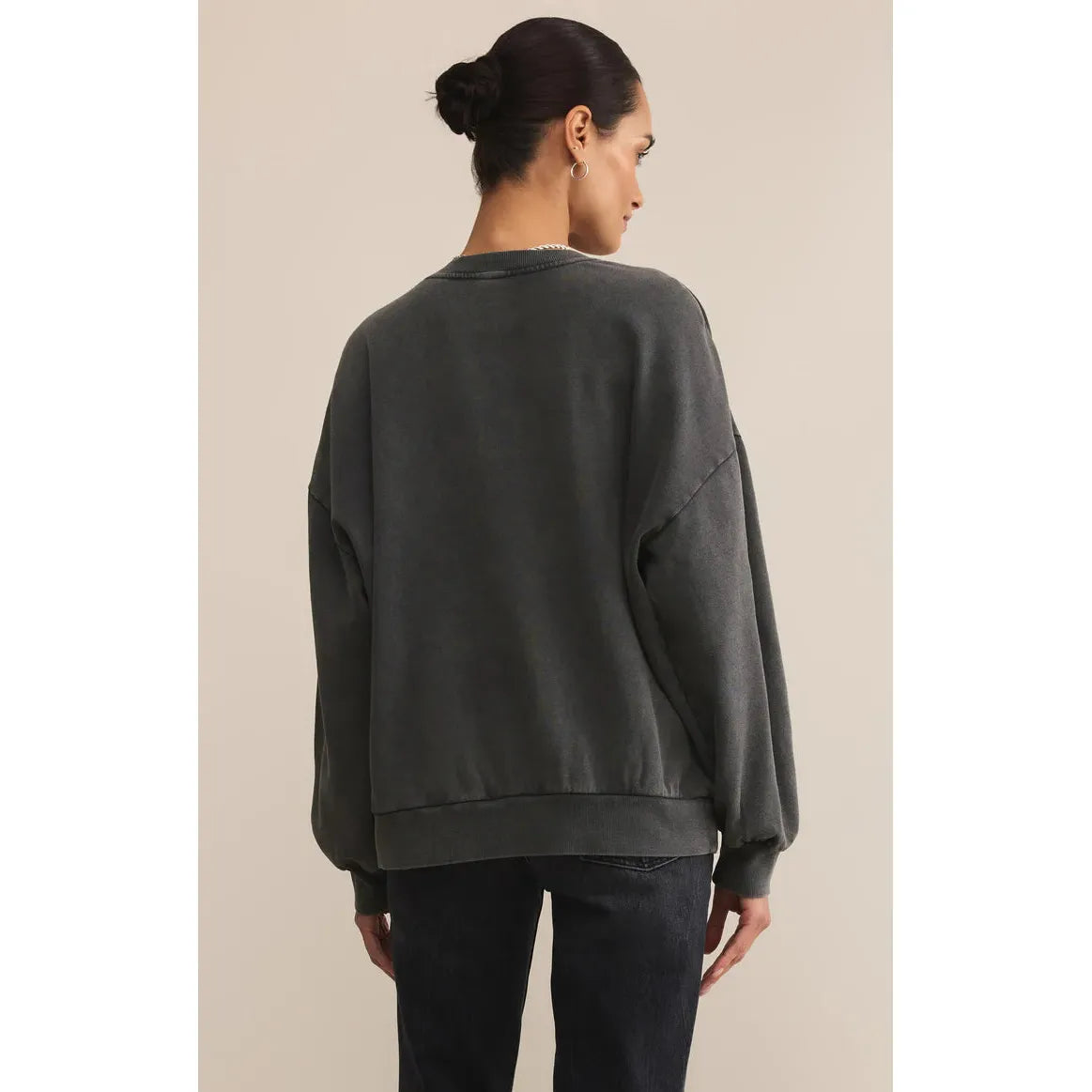 Z Supply - Varsity Sunday Sweatshirt in Black Sand