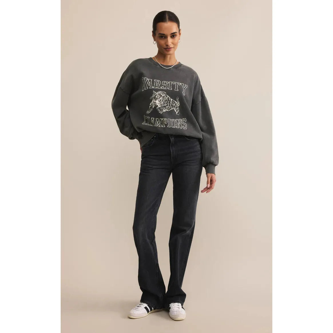 Z Supply - Varsity Sunday Sweatshirt in Black Sand