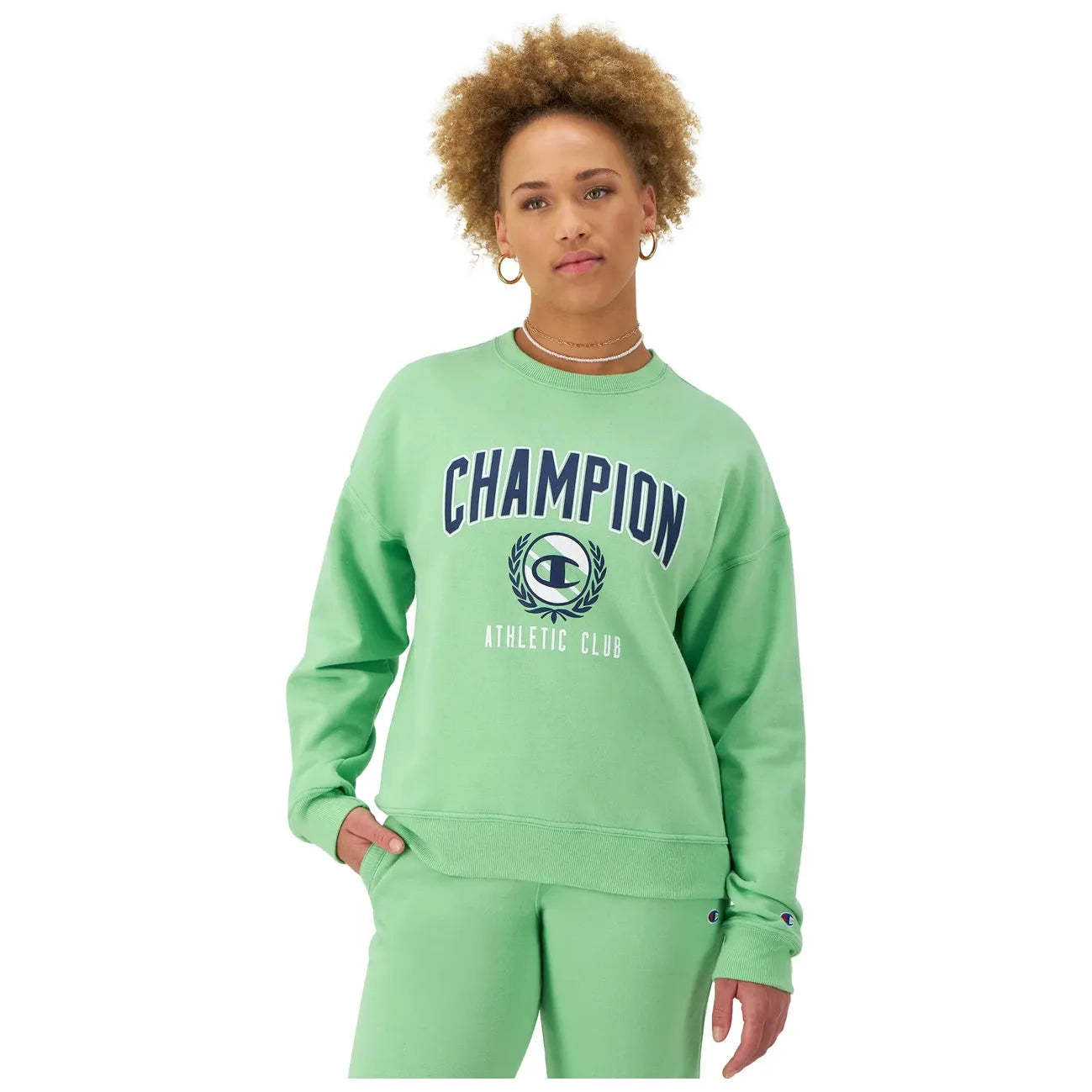 Champion - Powerblend Crewneck Sweatshirt in Spring Green