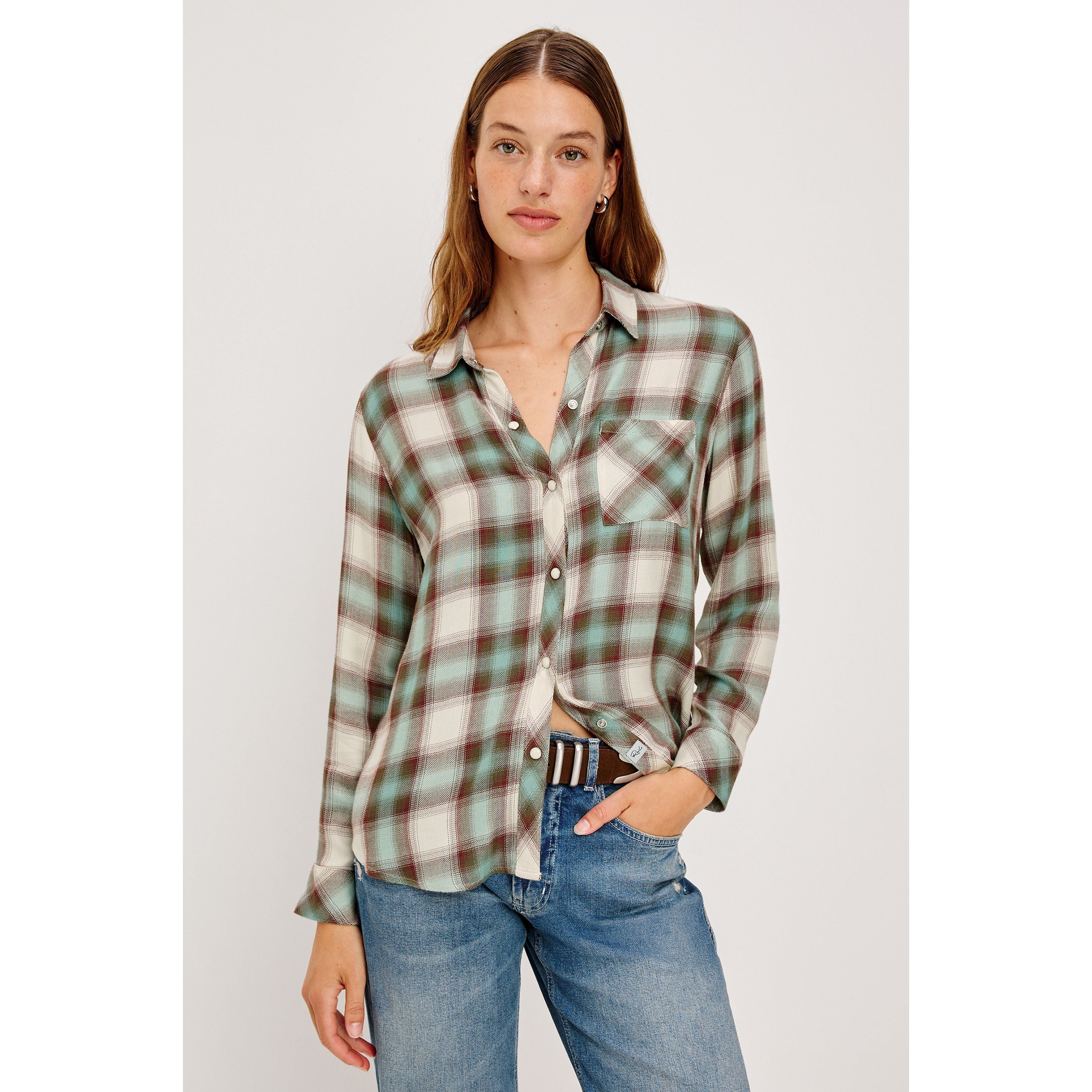 Rails - Hunter Shirt in Birch Olive Teal