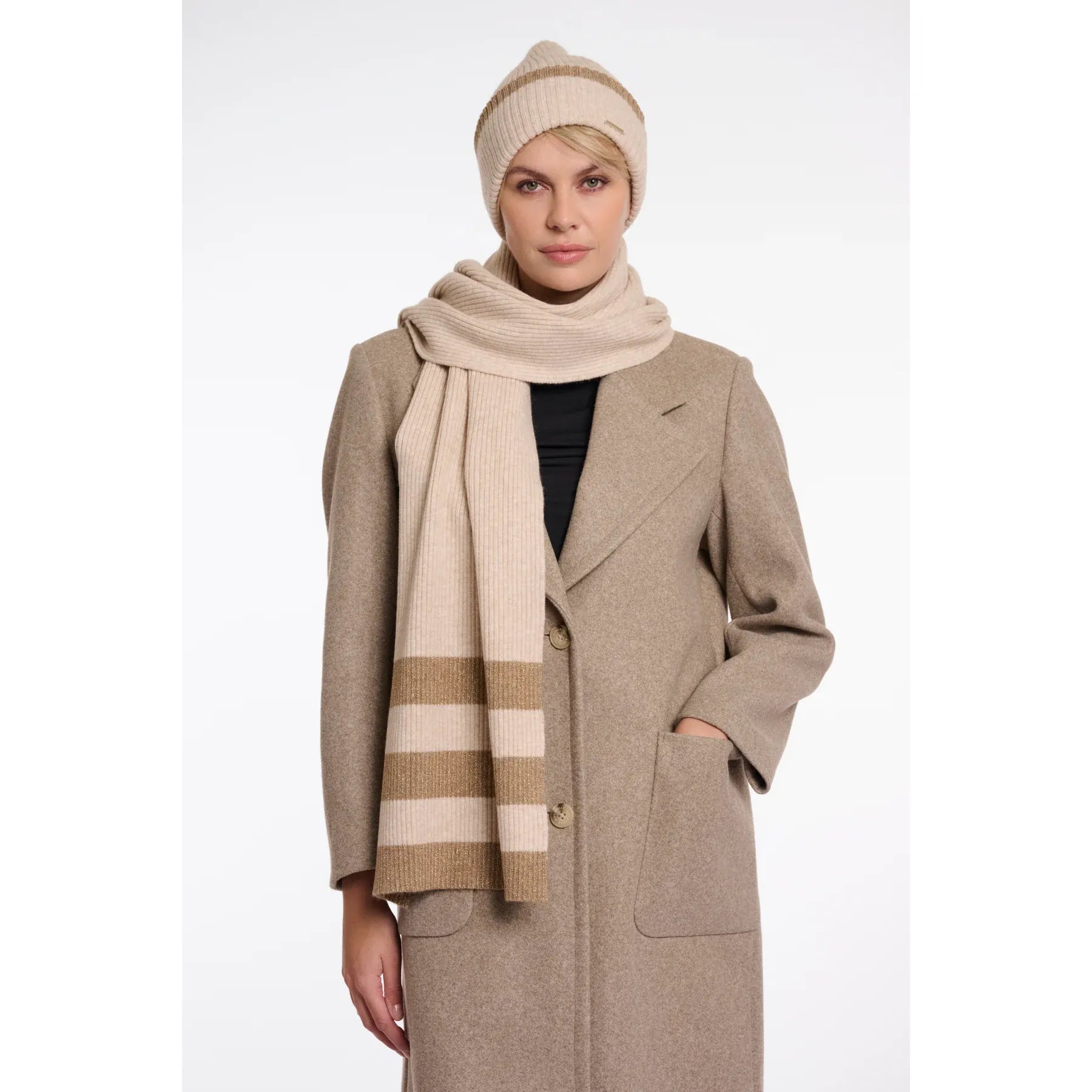 Rino & Pelle - Hetty Striped Scarf in Birch Melange