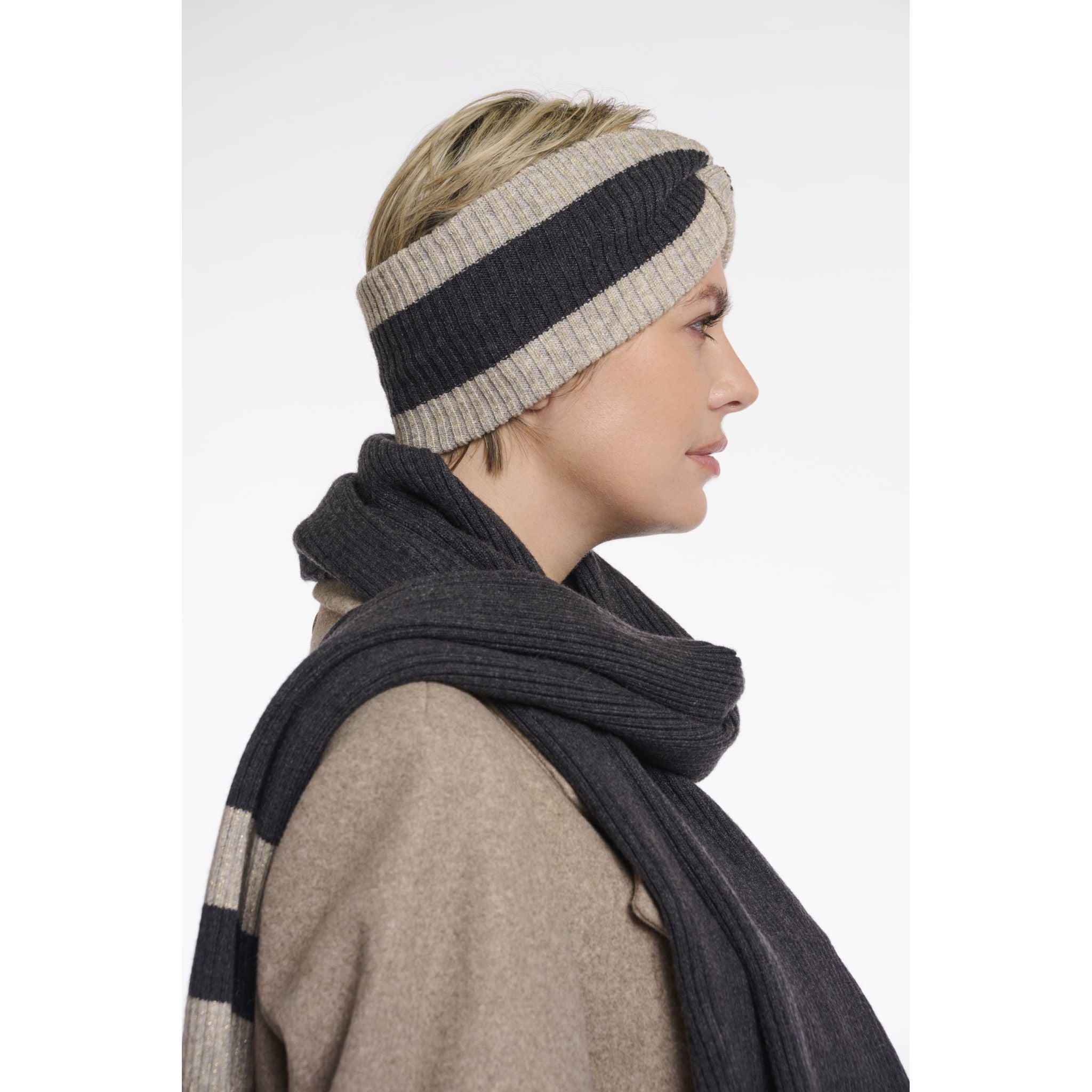 Rino & Pelle - Iva Knitted Headband in Deep Iron Melange