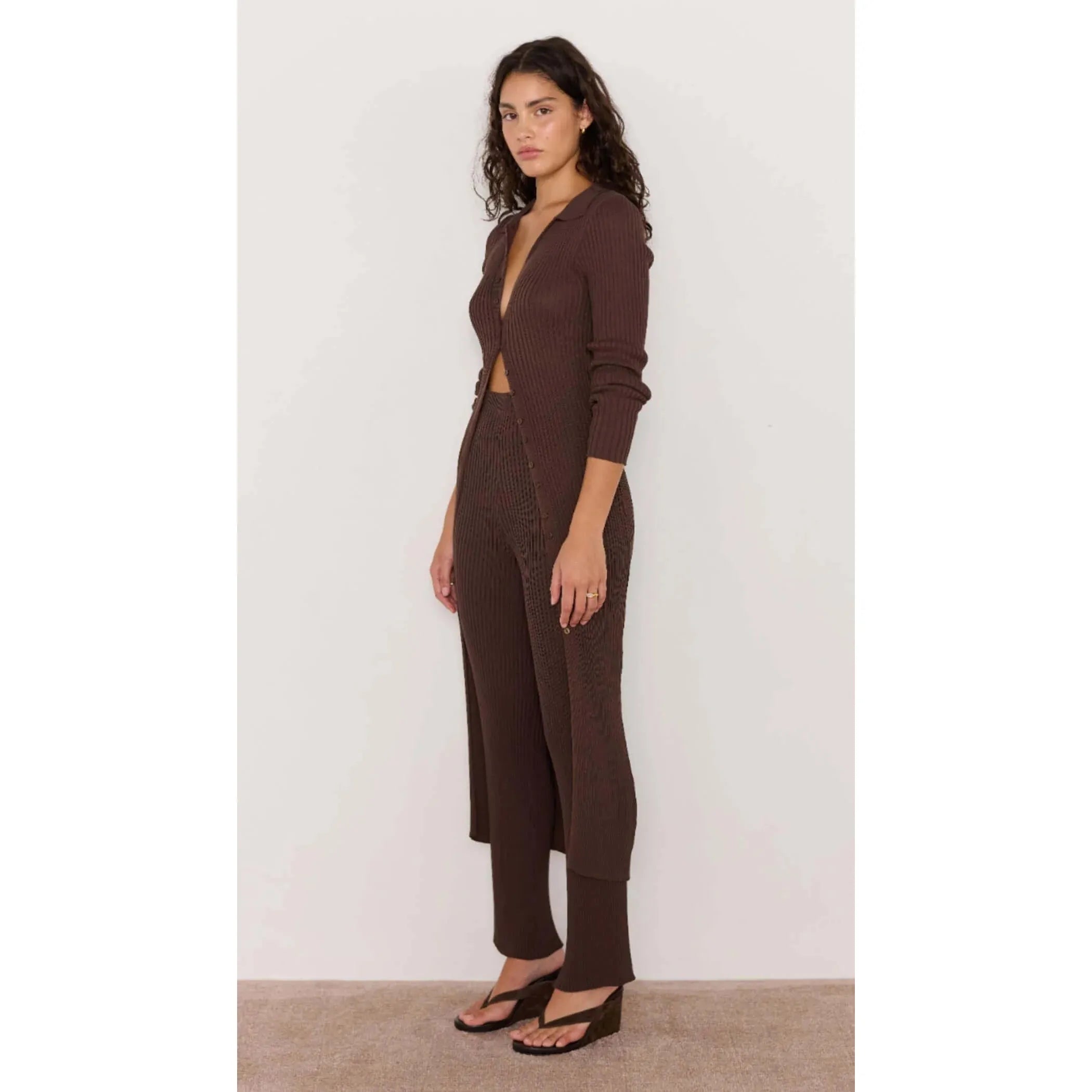 Mink Pink - Keani Knit Pants in Chocolate