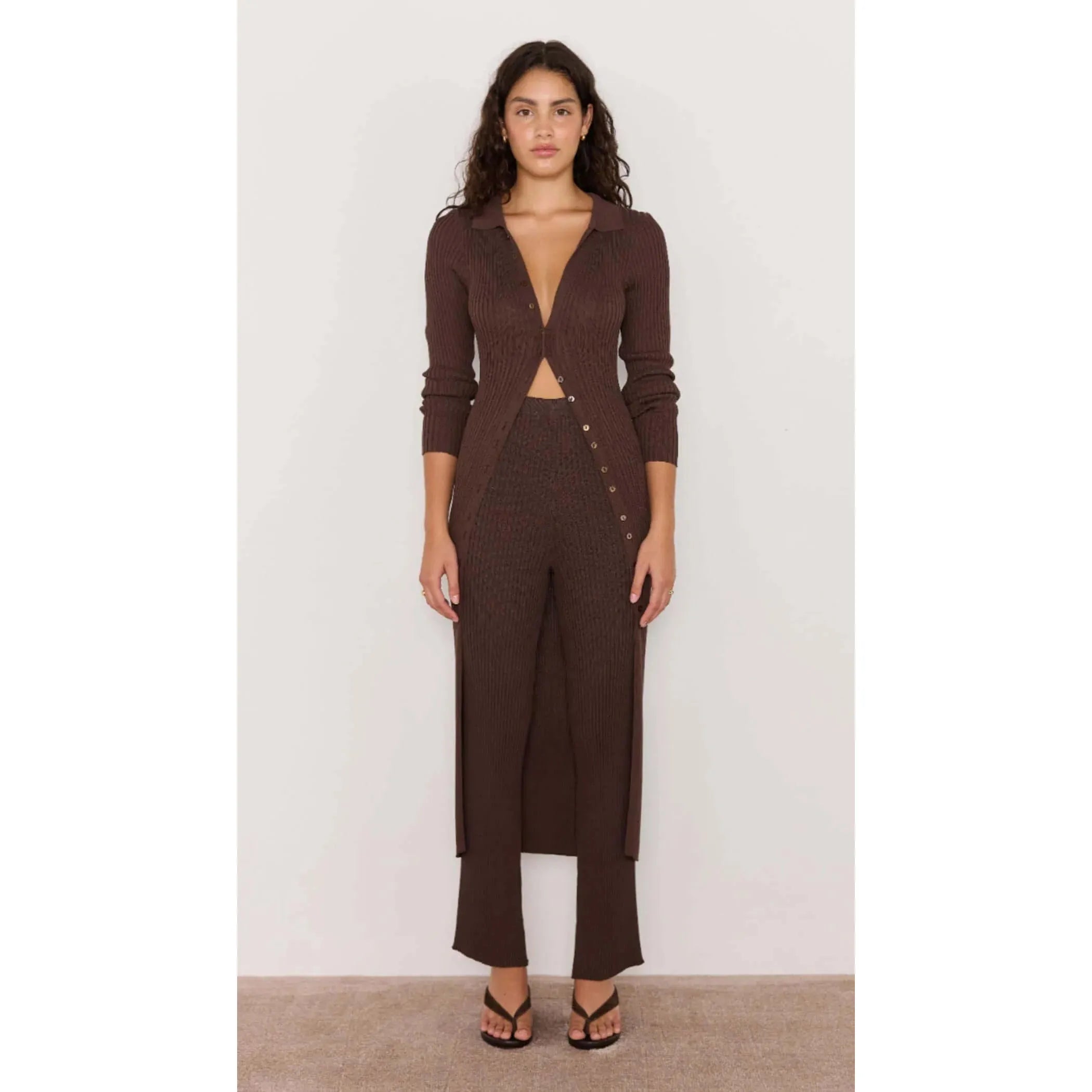 Mink Pink - Keani Knit Pants in Chocolate