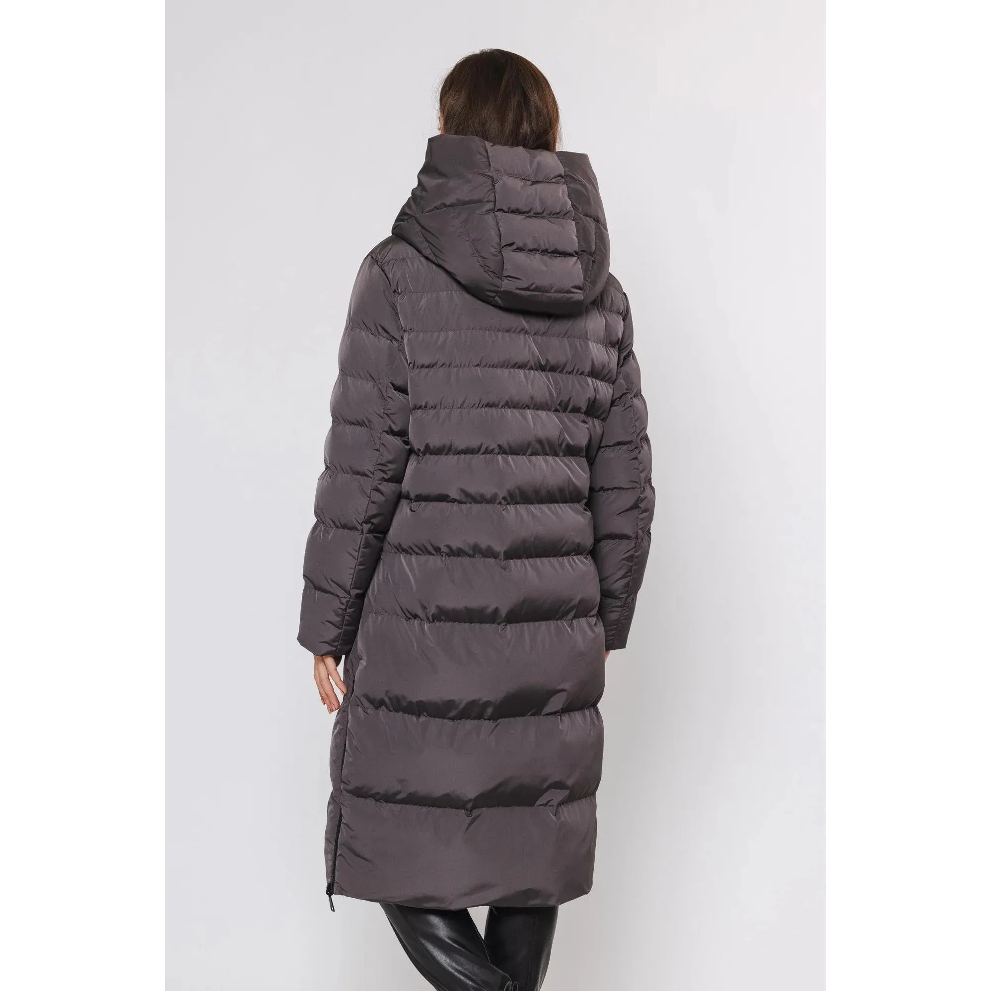 Rino & Pelle - Keila Reversible Long Padded Coat in Graphite/Purple