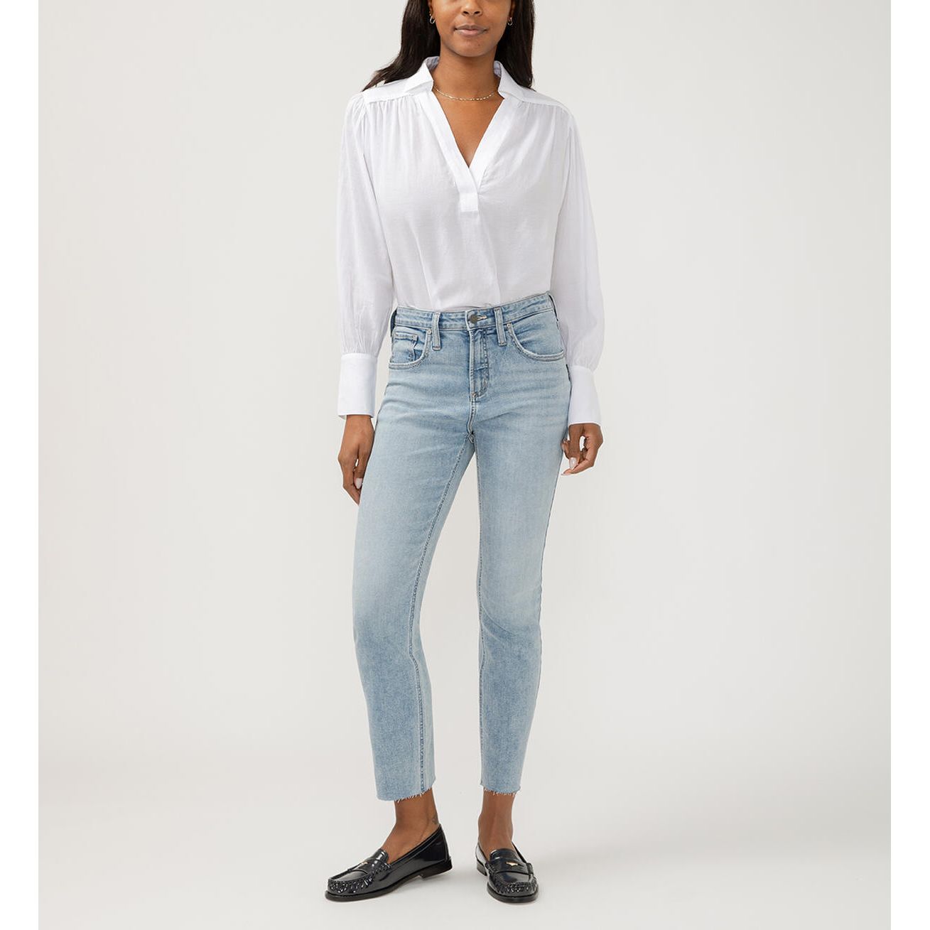Silver - Beau Mid Rise Slim Leg in L27367SIA253