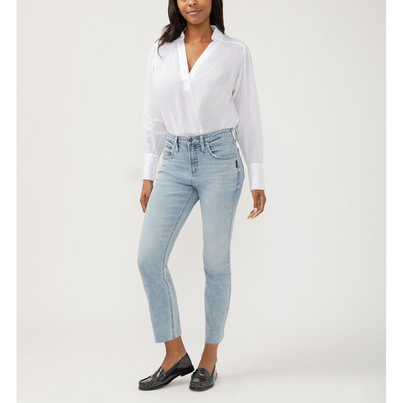 Silver - Beau Mid Rise Slim Leg in L27367SIA253
