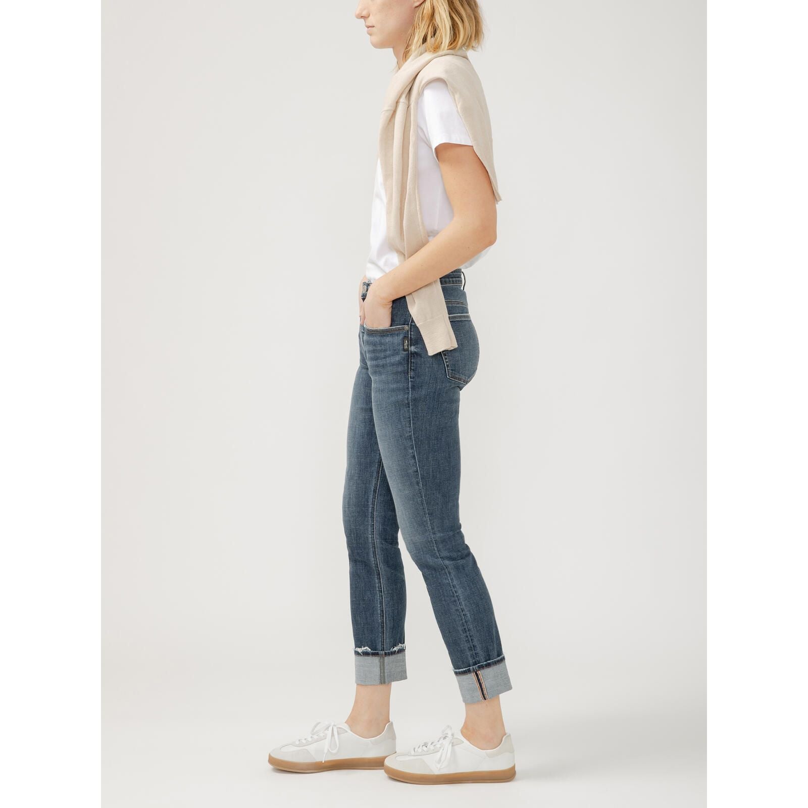 Silver - Beau Mid Rise Slim Leg in L27369CVS311