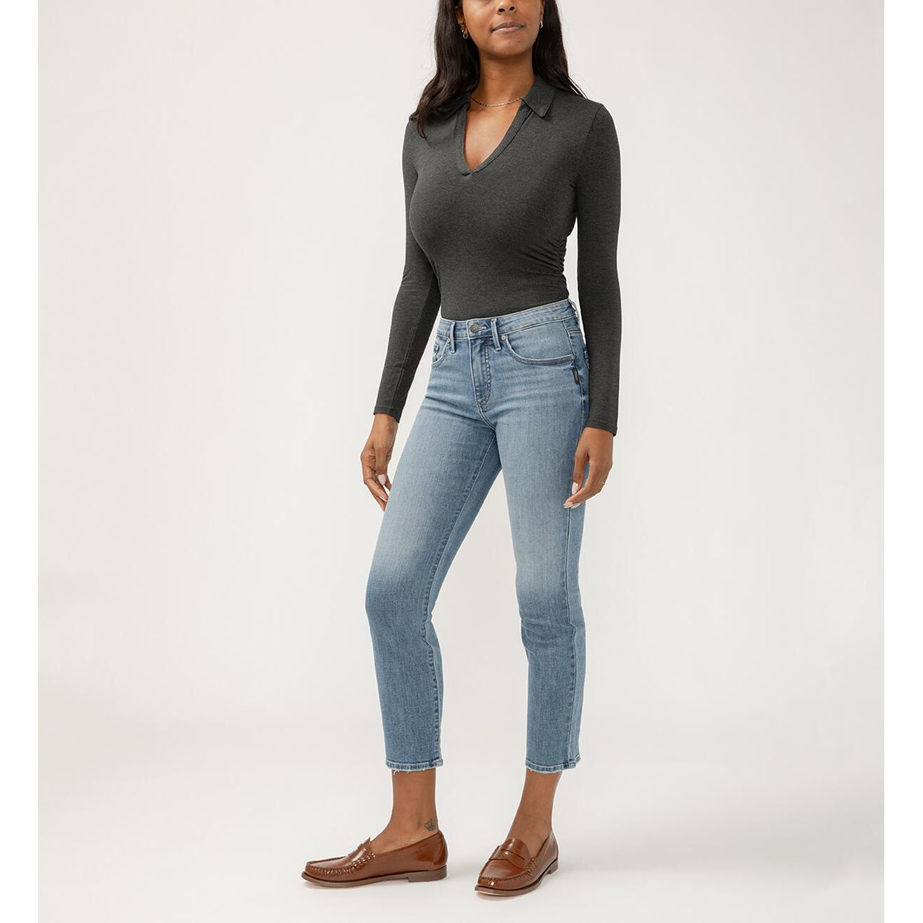 Silver - Isbister High Rise Ankle Straight Luxe Stretch in L74403CVS298