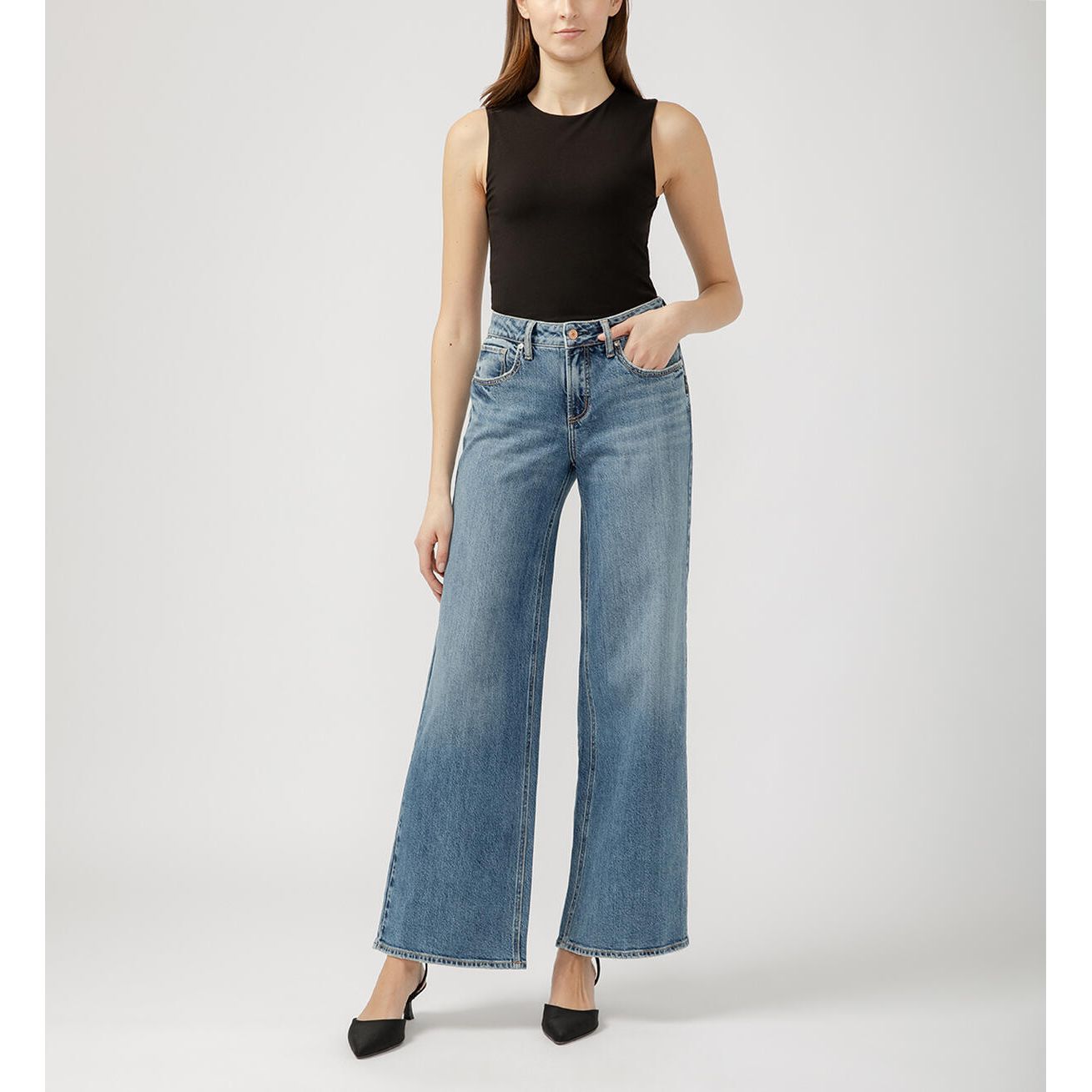 Silver - Suki Mid Rise Wide Leg in L93905ADM376
