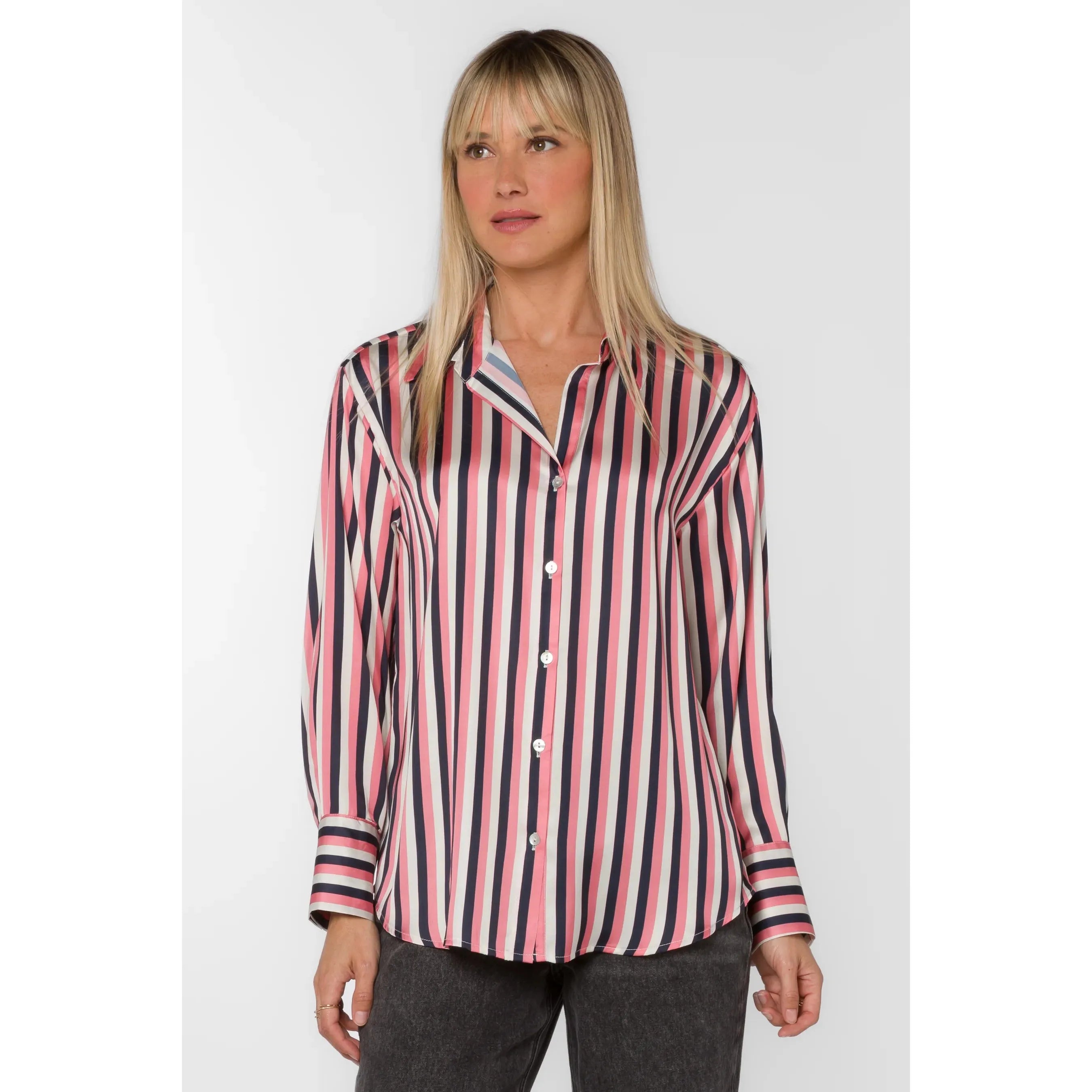 Velvet Heart - Lazaro Pink Navy Stripe Shirt