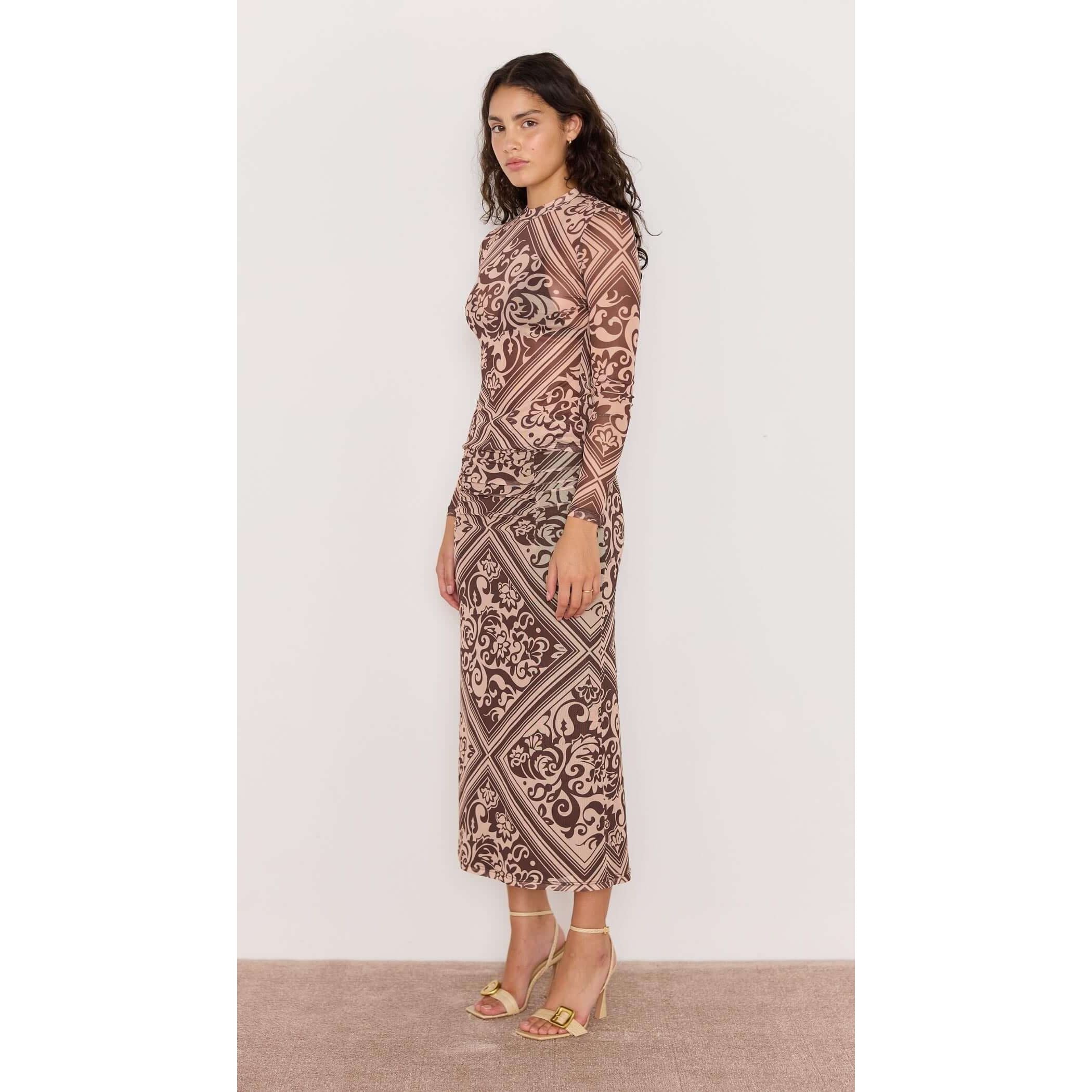 Mink Pink -Lumi Mesh Skirt in Chocolate