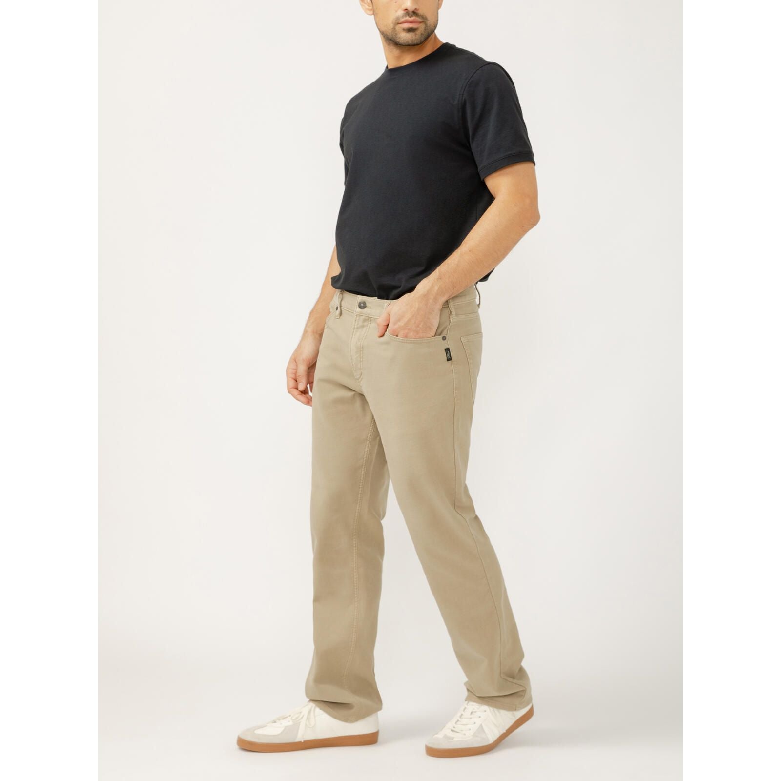 Silver Jeans -Grayson Classic Fit Straight Leg Knit Flex in Khaki