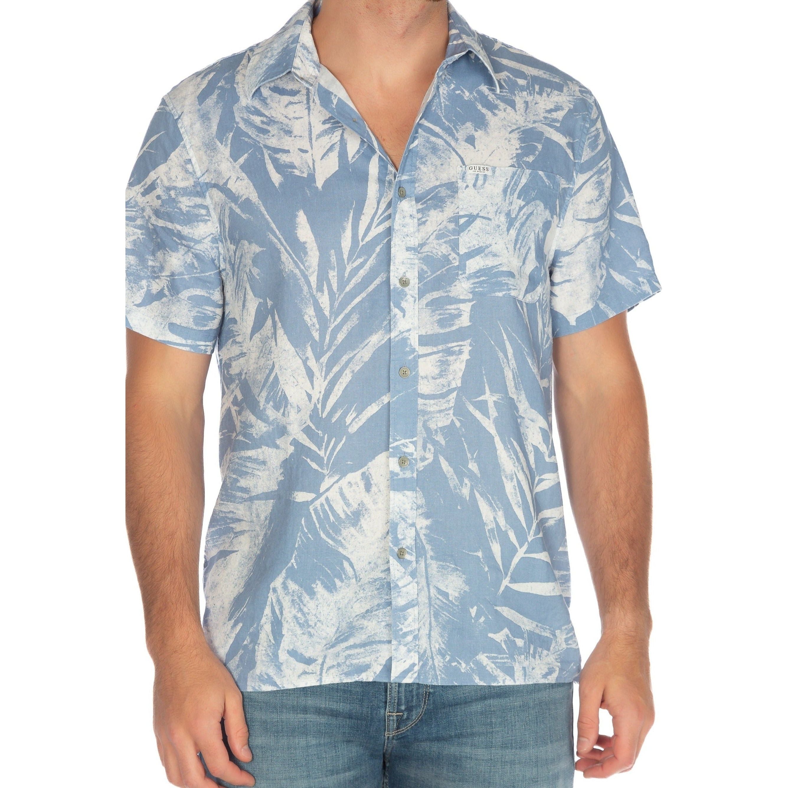 Guess - Collin Inside Printed Shirt in Cloudy White Leaf Print