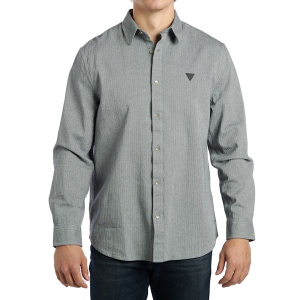 Guess - Herringbone Shirt in Blue/White